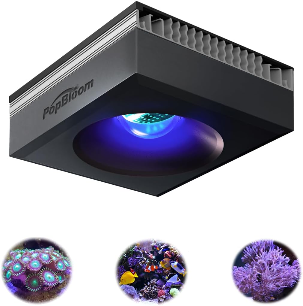 PopBloom RL115 Reef Marine Led Aquarium Lighting Full Spectrum Reef Aquarium LED Lighitng for Coral Saltwater Fish Tank (RL115 with Hang Kit)