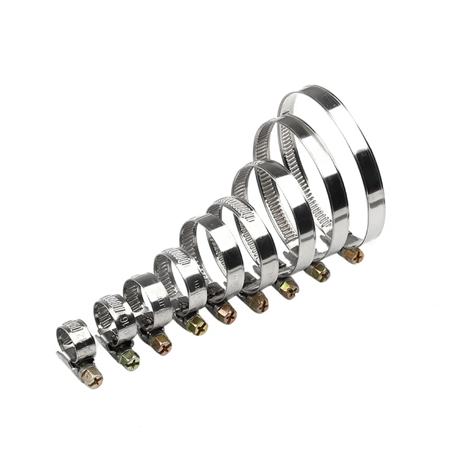 Sfoikvg One Color Hose Clips 5Pcs 8-80Mm Anti-Oxidation Hose Pipe Clamps Stainless Steel Clips Fuel Water Worm Drive Spring For Home Water Line(8-12Mm)