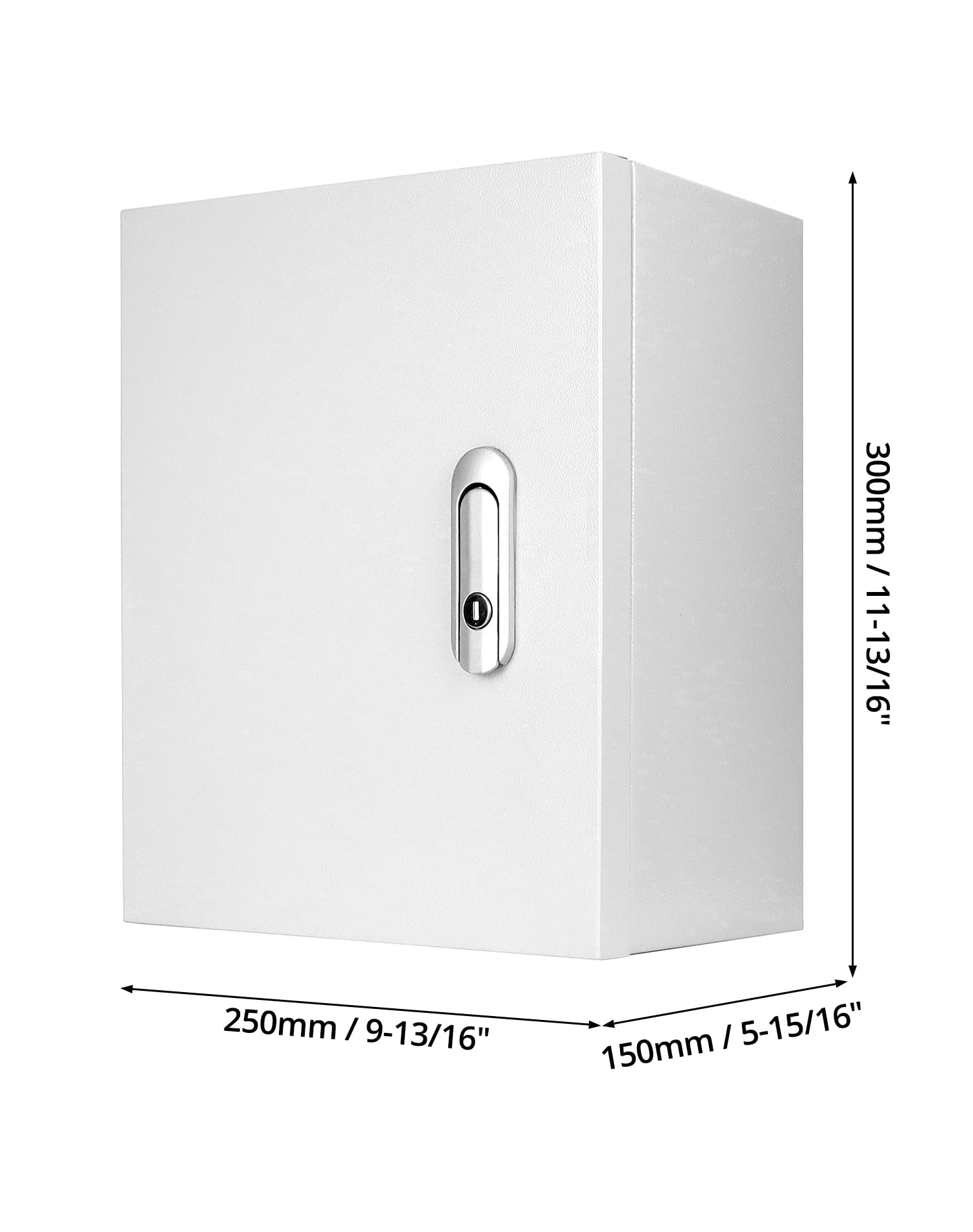 QWORK Scatola elettrica esterna resistente, poliestere rinforzato in fibra di vetro, acciaio, 30,5 x 25,4 x 15,2 cm con serratura e chiavi per uso industriale, centro commerciale, residenziale