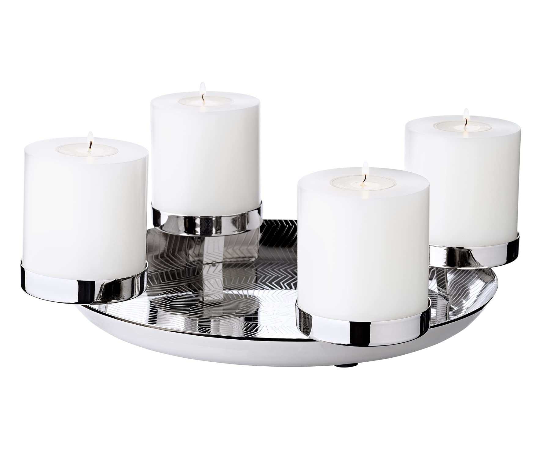 EDZARD Adventskranz Kaya (Ø 36 cm), Edelstahl hochglanzpoliert, silberfarben, für Stumpenkerzen ø 8 cm