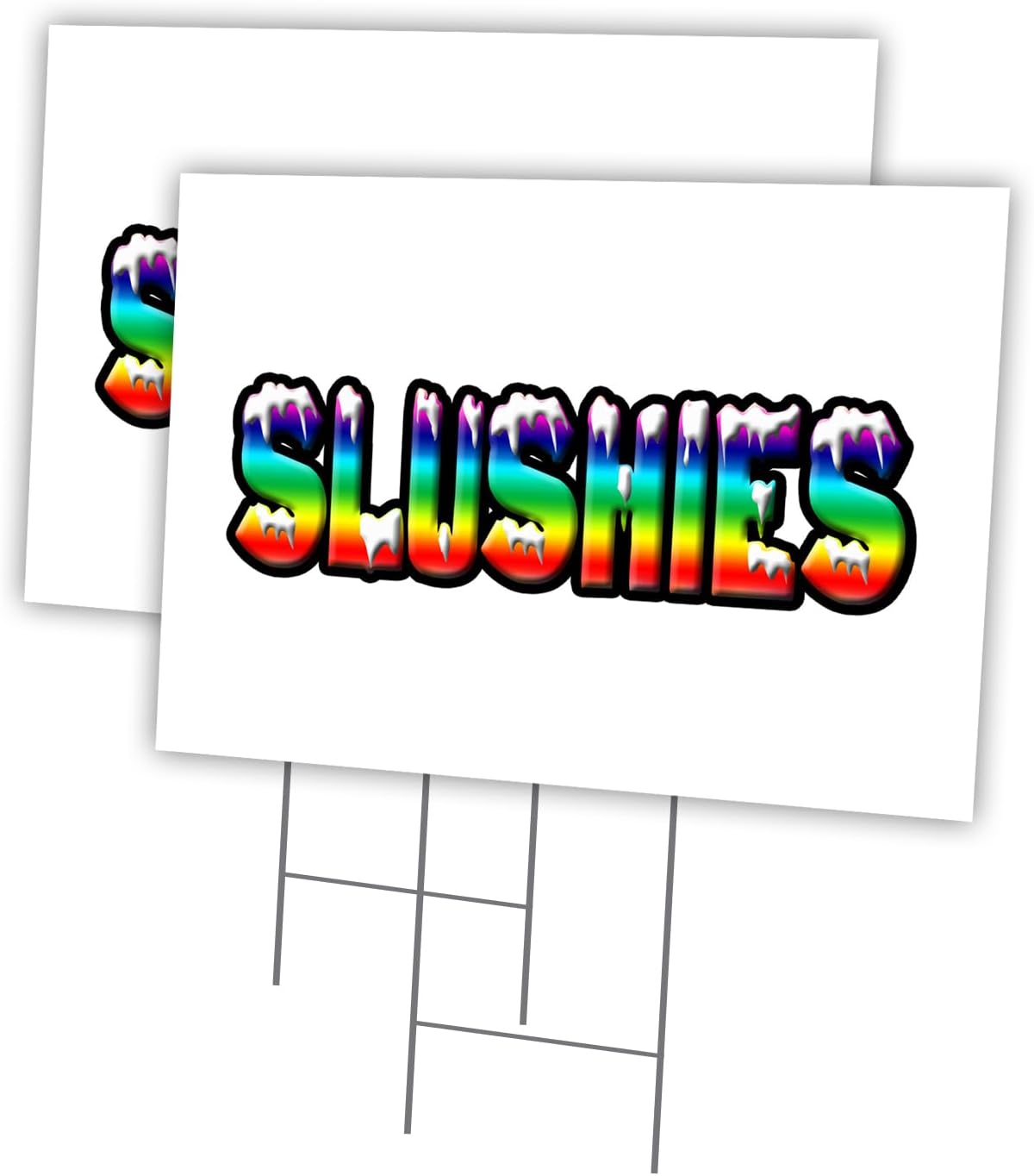 SLUSHIES 2 Pack Of 12" x 16" Yard Sign & Stake | Advertise Your Business | Stake Included Image On Both Sides | Made in The USA