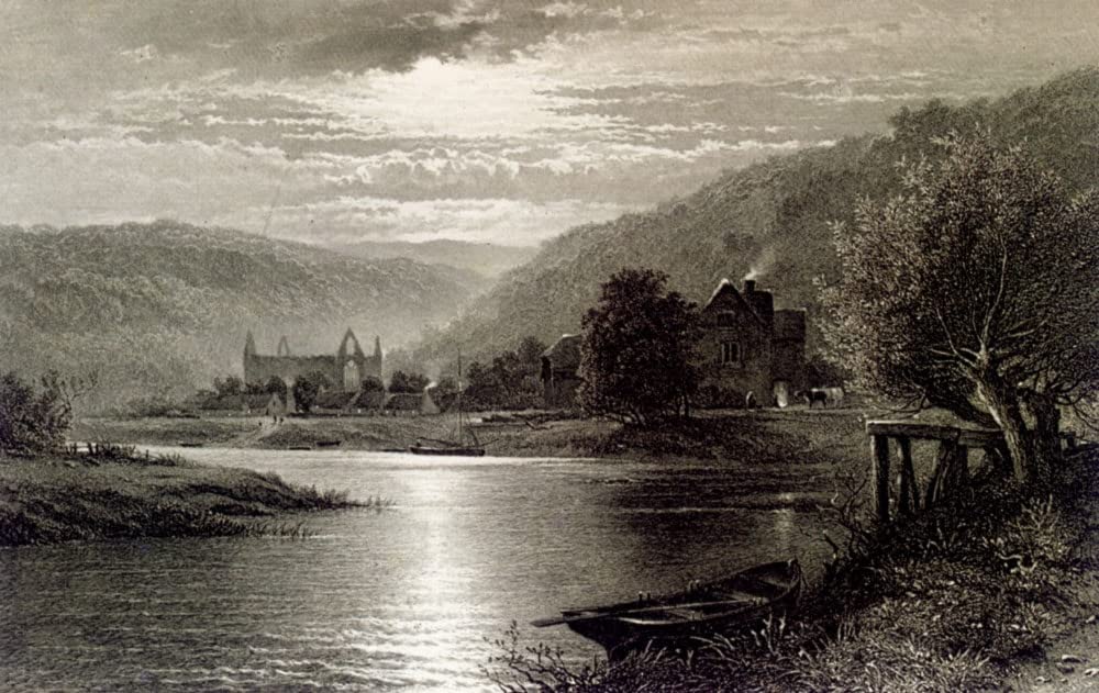 POSTERIIk Vintage Art Print Images Pictures Print Tintern Abbey Moonlight on the Wye by Thomas Sidney Modern Colour Posters for Office Home Decor 60x90cm