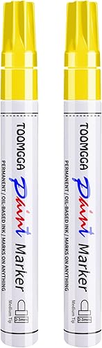 Rotuladores de pintura permanente amarillos Paquete de 2 marcadores a base de aceite, de secado rápido e impermeable, para neumáticos de coche,