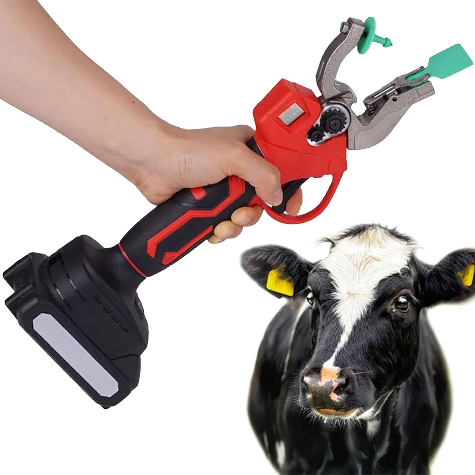 BITYCOW Electric Ear Tagging Pliers, Wireless Livestock Ear Marker with Dual Batteries, Professional Farm Animal Tag Tool for Large Scale Breeding