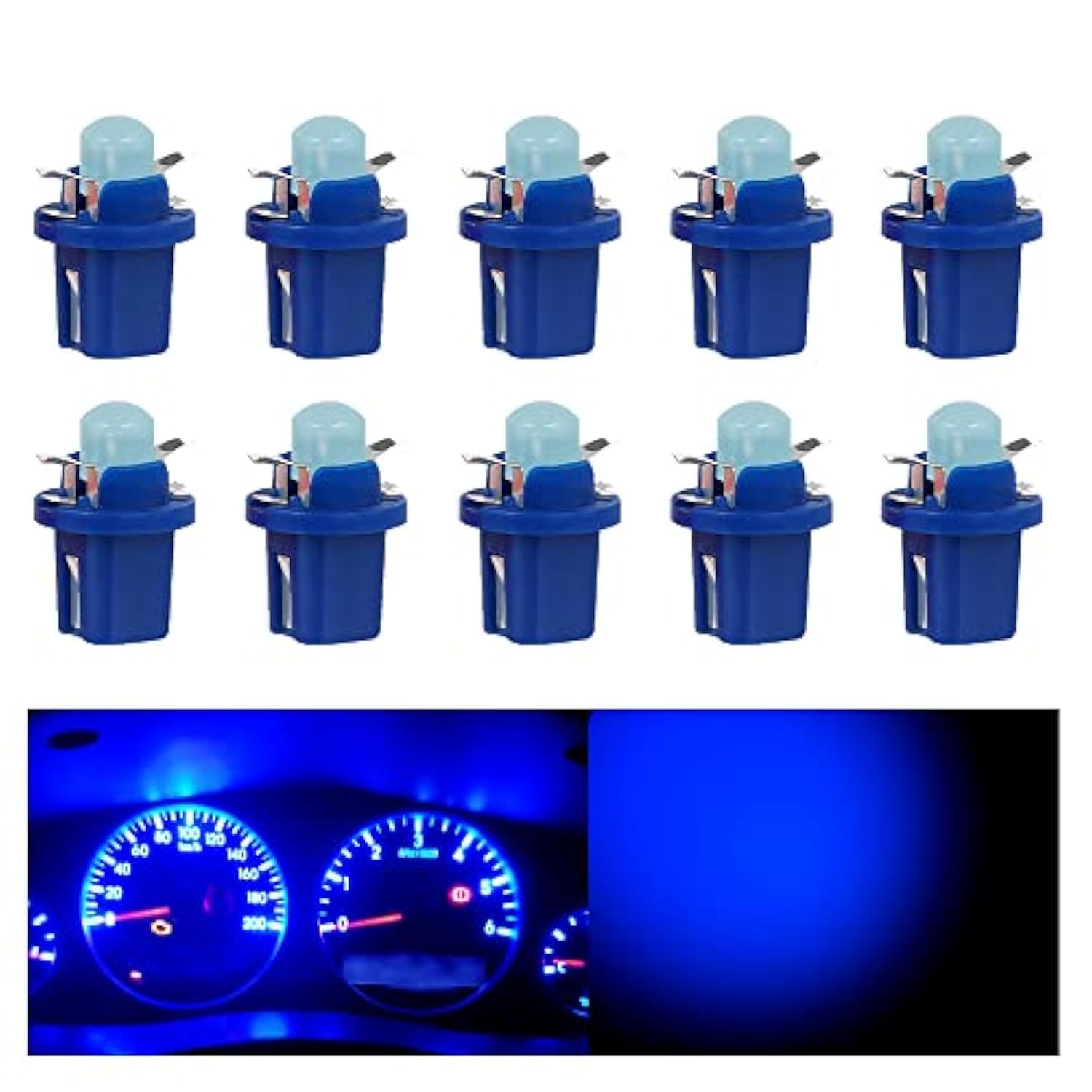 OtpOutopa Guage Cluster Speedometer Light Bulbs Super Bright 17 18 27 37 58 86 2721 Bulb T5 B8.5d COB 1SMD Led Dashboard Dash Cluster Speedmeter Instrument Panel LED Light Bulbs (Blue,10PCS)