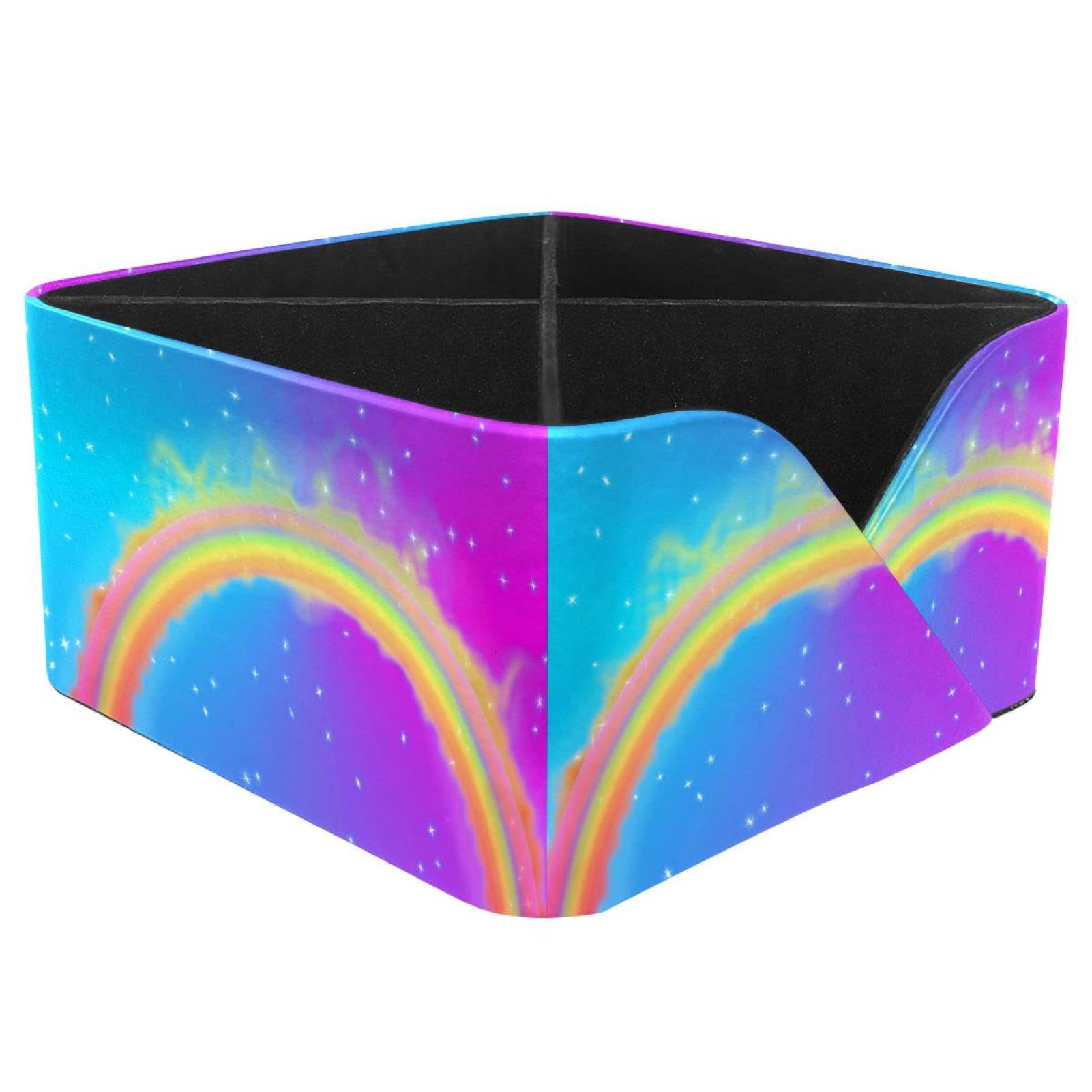 KengjuTesu Unique Rainbow Desktop Organizer Pen Holder, Rectangular Pencil Cup for Office, Study and Makeup Stations