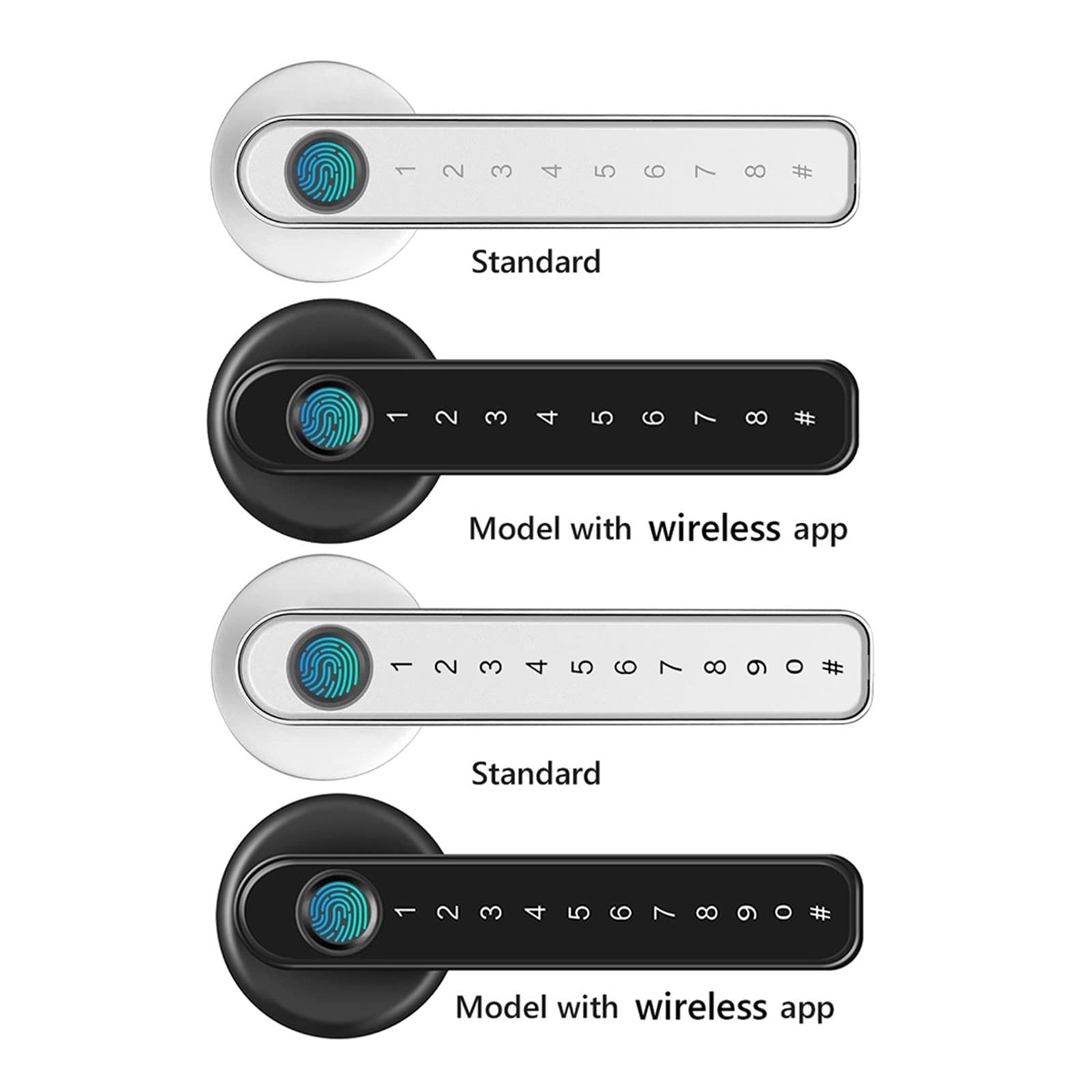 Serratura intelligente Tuya Fingerprint Smart Door Lock Keyless Entry Manopole biometriche for porte serratura Password Serratura digitale elettronica for casa Qualsiasi porta(Silver No APP-01)