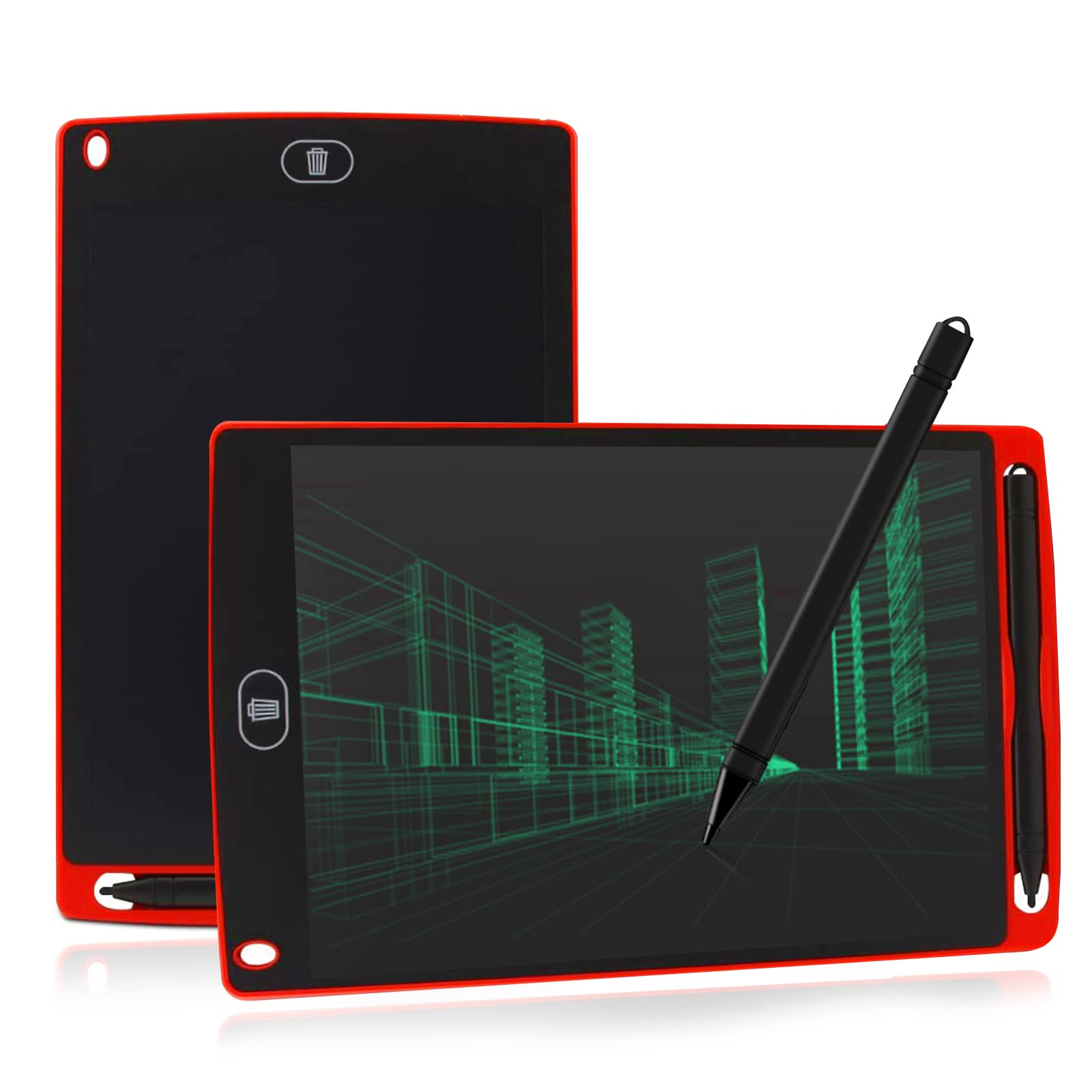 Beauenty LCD Writing Tablet Doodle Board Electronic Toy 8.5 Inch Colorful LCD Writing Board Electronic Tablet Writing Children's Early Education LCD Erasable Drawing Pad Reusable Writing Pad (Red)