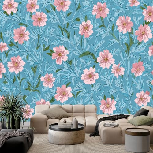 Cachemira Papel Pintado Efecto 3D 200 x 140 cm, Papel tapiz fotográfico Tradicional Plantas Flores Hojas Fotomurales Pared Tejido No Tejido Moderna Decoración De Pared Sala Cuarto Oficina Salón
