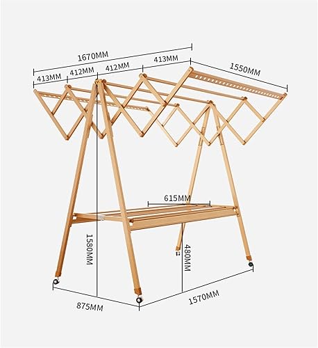 Miniatura 1 de UNNS Estante de secado plegable estante de secado de suelo estante de secado plegable estante de almacenamiento retráctil con rodamiento adecuado