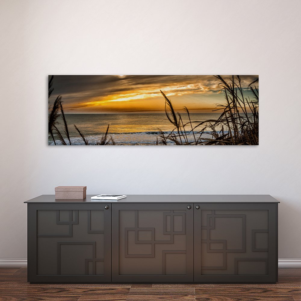 Feeby Cuadro en Lienzo Puesta Del Sol 150x50 cm 1 Pieza Modernos Impresión Artística Calidad Fotografica Imagen Decoración de Pared Salon Dormitorio Cocina Oficina Pasillo Mar Naturaleza Marrón