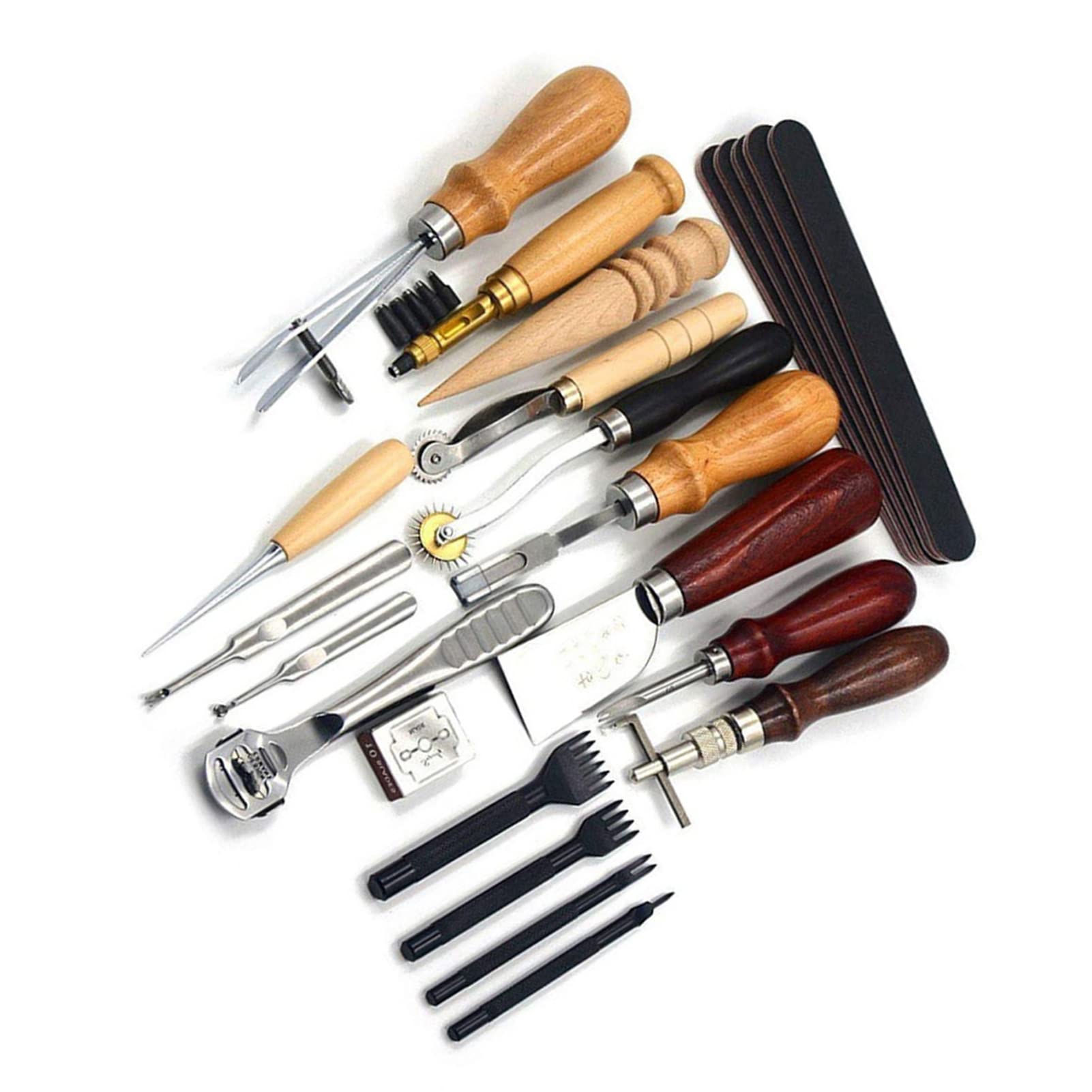 Yosoo Health Gear Strumenti per Punzonatura Artigianale in Pelle Set di | Kit per Stampaggio Metalli per Lavorazione Fai da Te della Pelle, Intaglio e Scanalatura