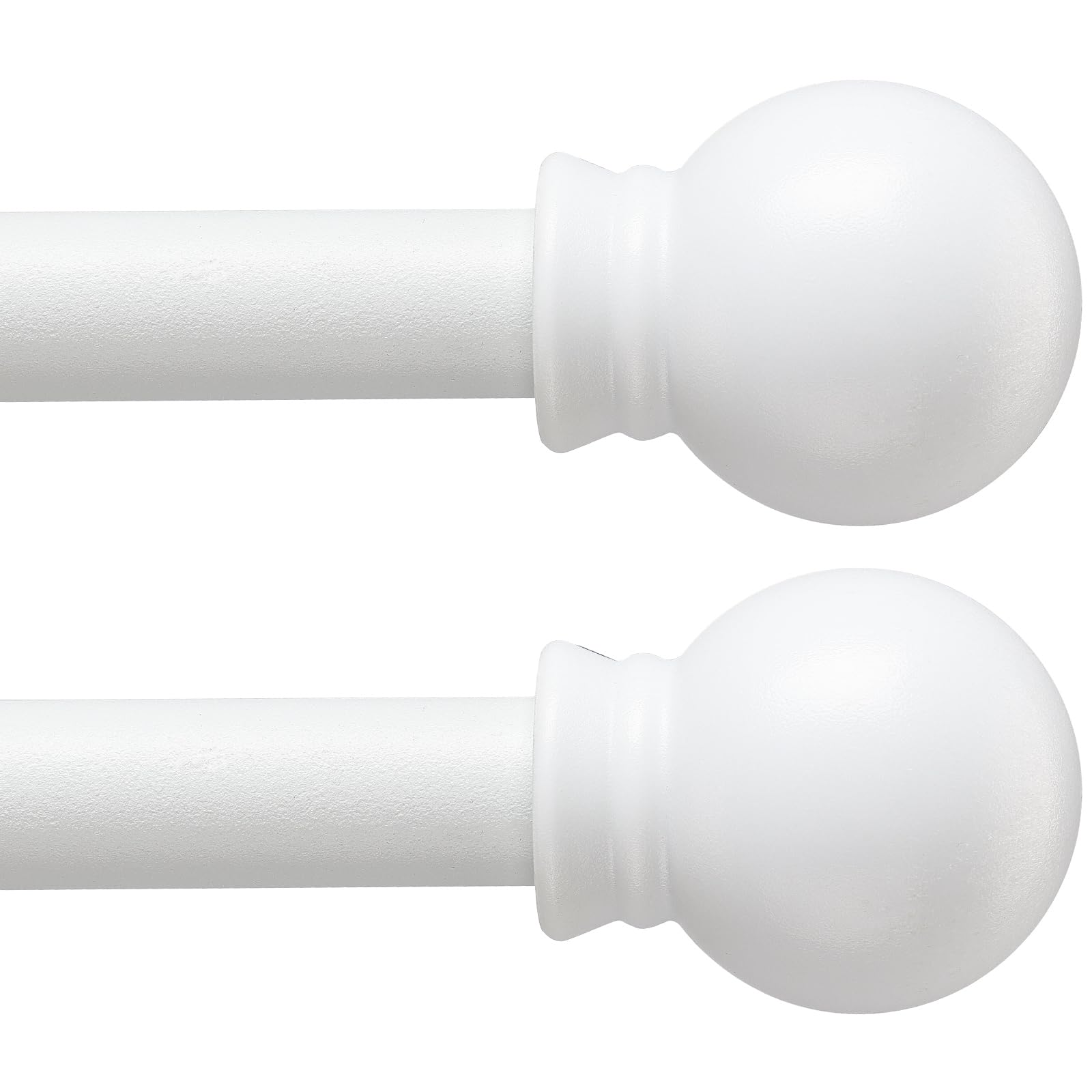 2 Pack Curtain Rods for Windows 28 to 48 Inch, 5/8 Inch Small Matte White Curtain Rod with Brackets(size：28-52 Inch)