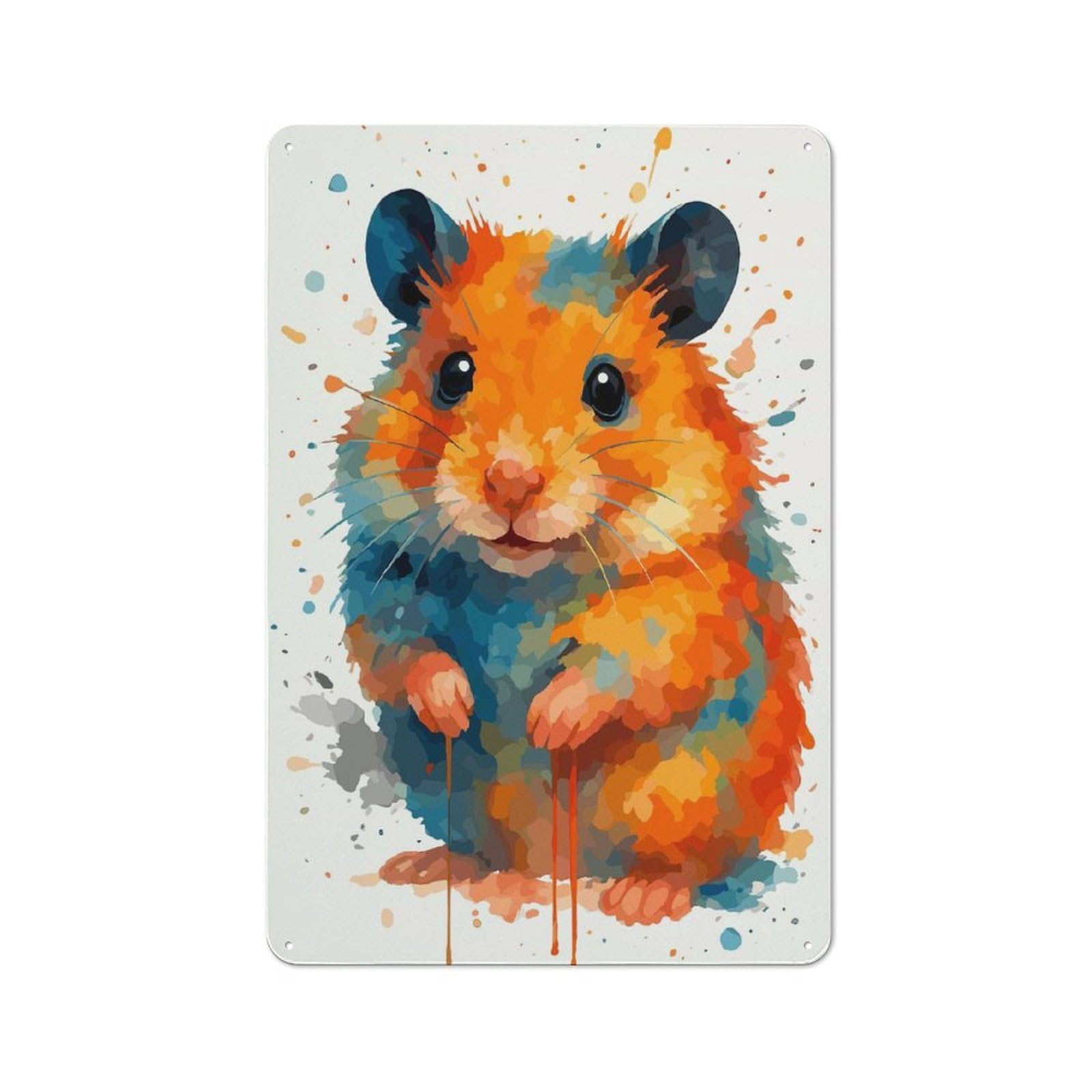 Garden Room Metal Sign with Watercolor Hamster Design 30x20cm, Rustic Porch Wall Decor for Patio Bar, Workshop, Shed Or Kitchen