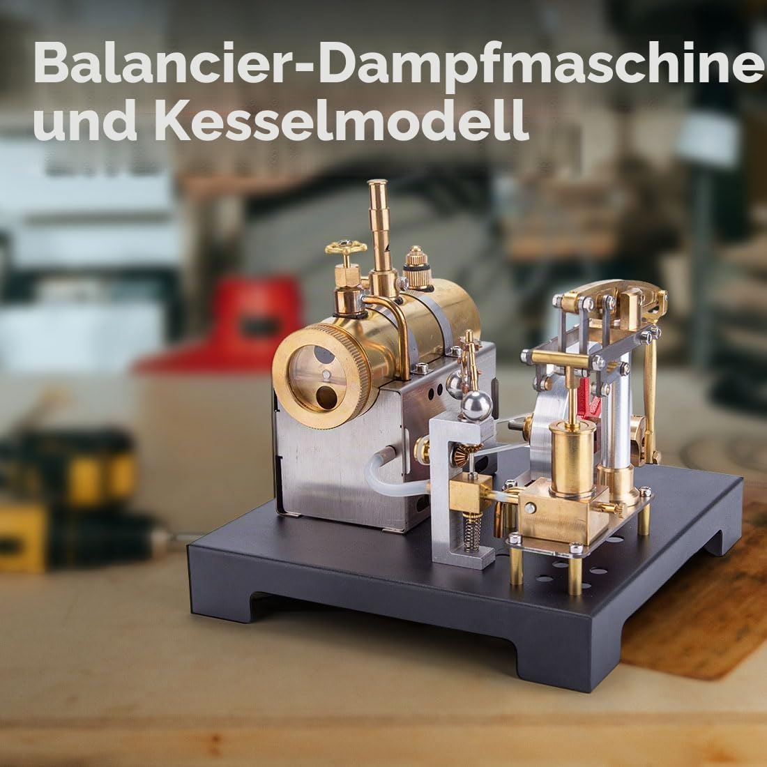Kopeetechy SE-01 Vollmetall Dampfmaschinen Modell, Horizontalkessel Dampfmaschinen Modell mit Zentrifugalregler, Physikalische Experiment für Erwachsene (84 Teile)