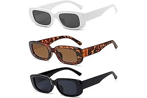 3 Pack Trendy Square Retro Sunglasses Accessory Kit