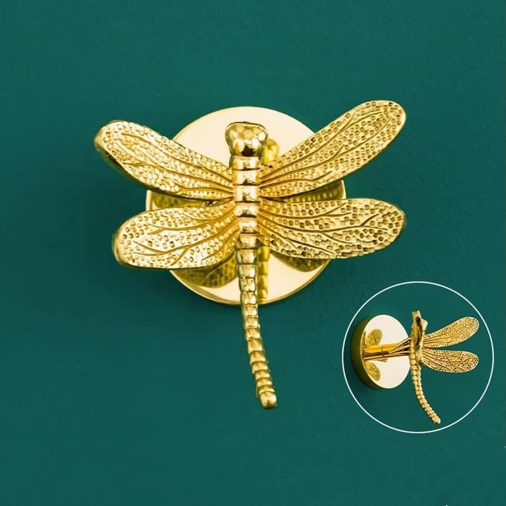 Dragonfly Sculpture Decorative Hook Towel Hook Brass Hook Coat Hat Hooks Wall Hooks Utility Hooks(Set of 3)