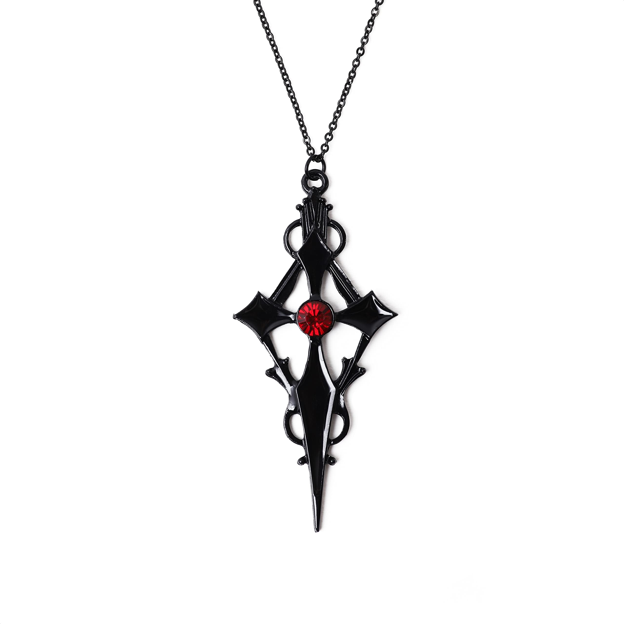 Sacina Gothic Black Cross Necklace, Gothic Emo Punk Grunge Necklace, Goth Jewelry Halloween Christmas Jewelry Gift for Women