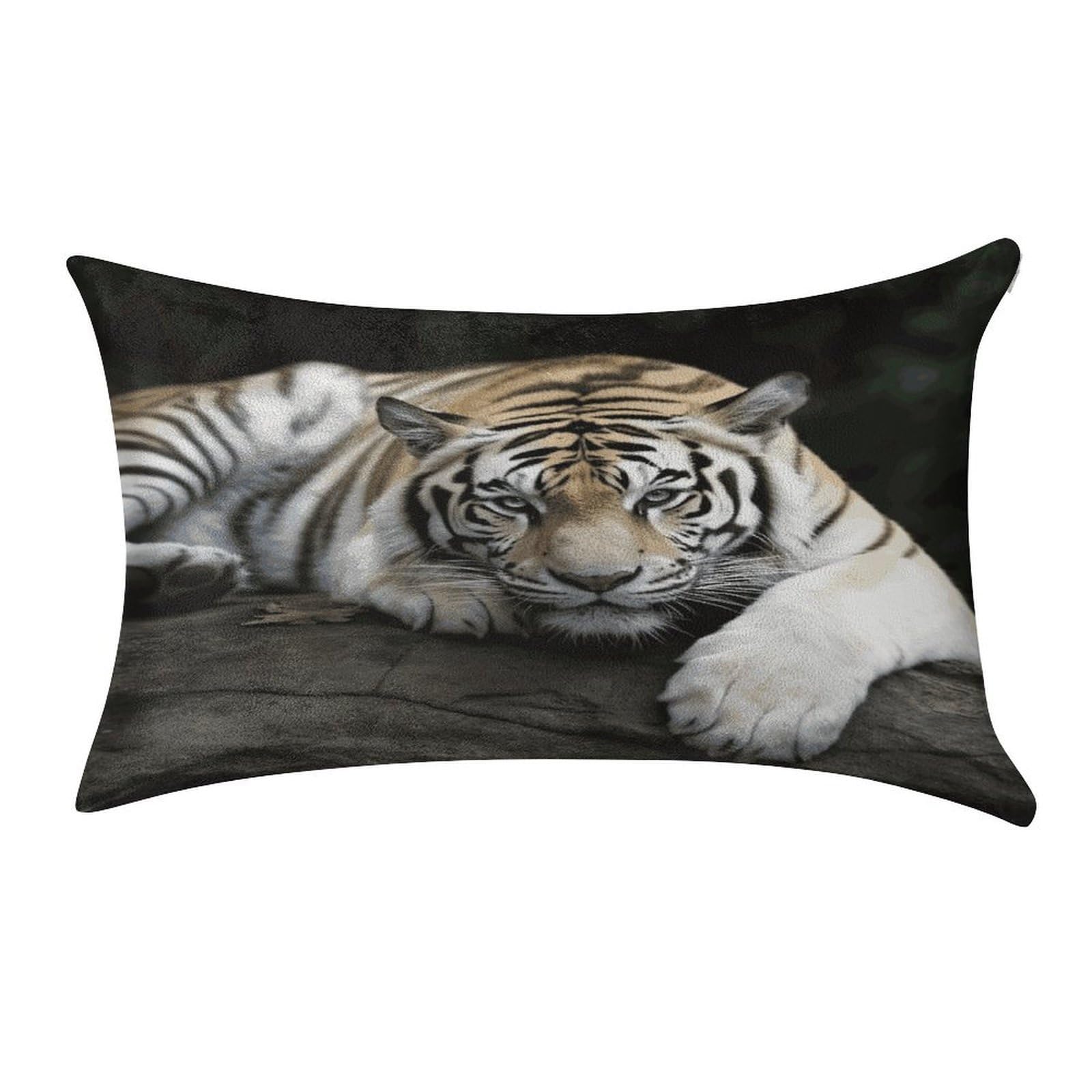 MUSM Tiger Lie On Rock Pillow Case 12"X20" Luxury Velvet Throw Pillow Cover Fade Resistant Cozy Soft Pillowcases Pillow Protector Pillow Shams Lumbar Pillow Shells for Home&Gifts