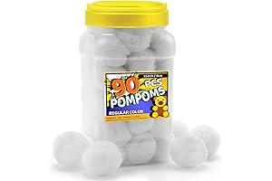 Bundooraking Pom Poms, 90Pcs 1.5 Inch White Pom Poms for Crafts