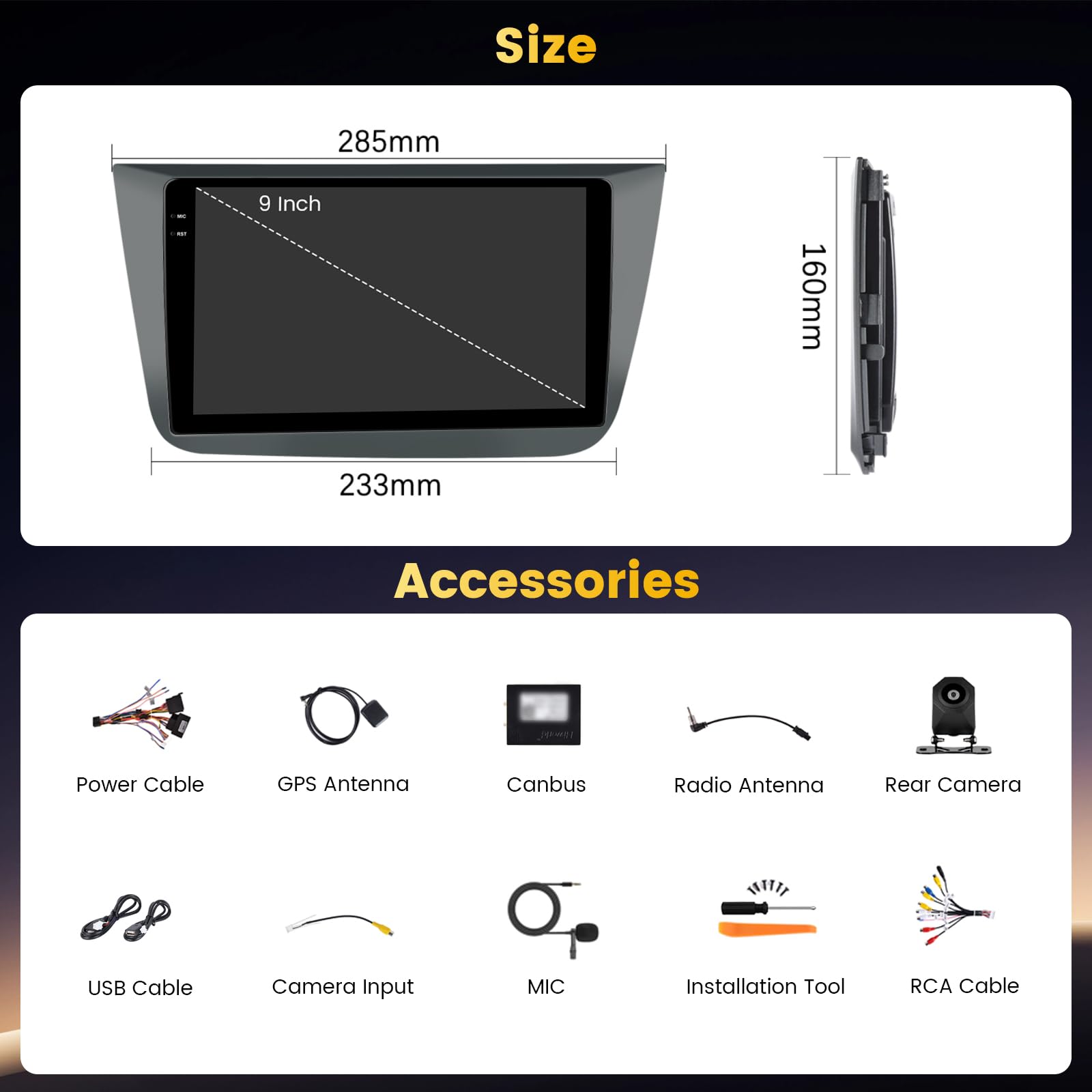 4+64GB Android 15 Autoradio pour Seat Altea 2004-2015, Toledo 2004-2009 Carplay Android Auto sans Fil, 9 Pouces Écran Tactile Poste Radio Voiture BT/GPS/Caméra de Recul/FM RDS/EQ/WiFi/SWC