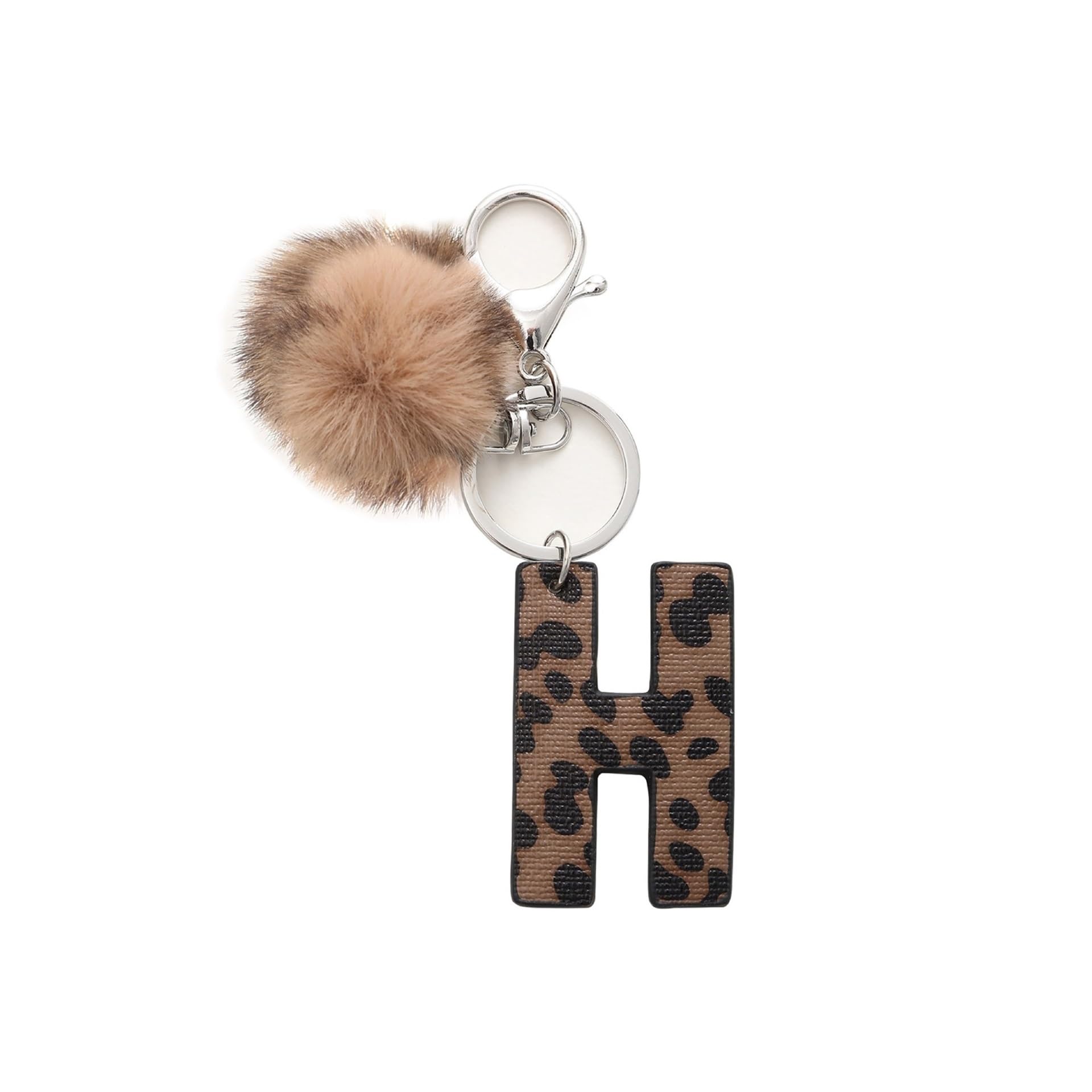 Uthdlm Unisex H Leopard Print Letter Keychain, Car Key Ring, Trendy Pendant Charm, Novelty Small Accessory, Gift For Women, Suitable For Diy/Keys/Wallet/Backpack/Shoulder Bag/Camera Bag(H)