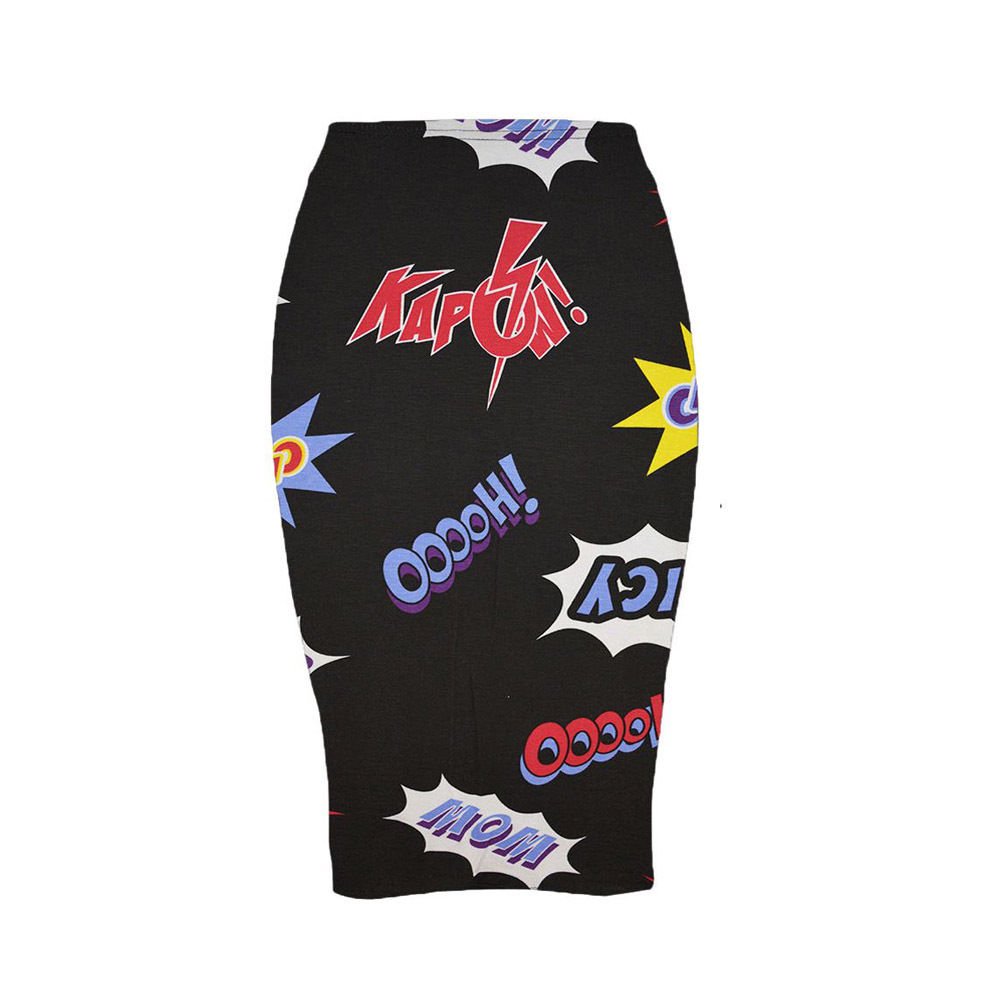 Women's Boom Print New Printed Midi Bodycon Pencil Skirt High Waist Tube Skirt Fancy Dress (Xxl (Uk 20-22), )
