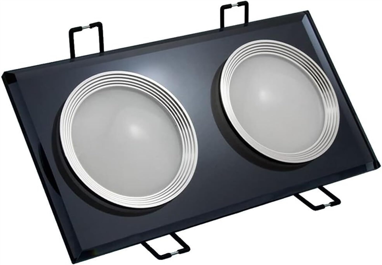 Spot encastré LED double carré noir PC robuste downlight 3000K