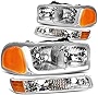 DNA Motoring Chrome amber HL-LB-SIERRA99-CH-AM 4PCs LED DRL Strip Headlight+Bumper Lamp[99-07 GMC Sierra/Yukon]