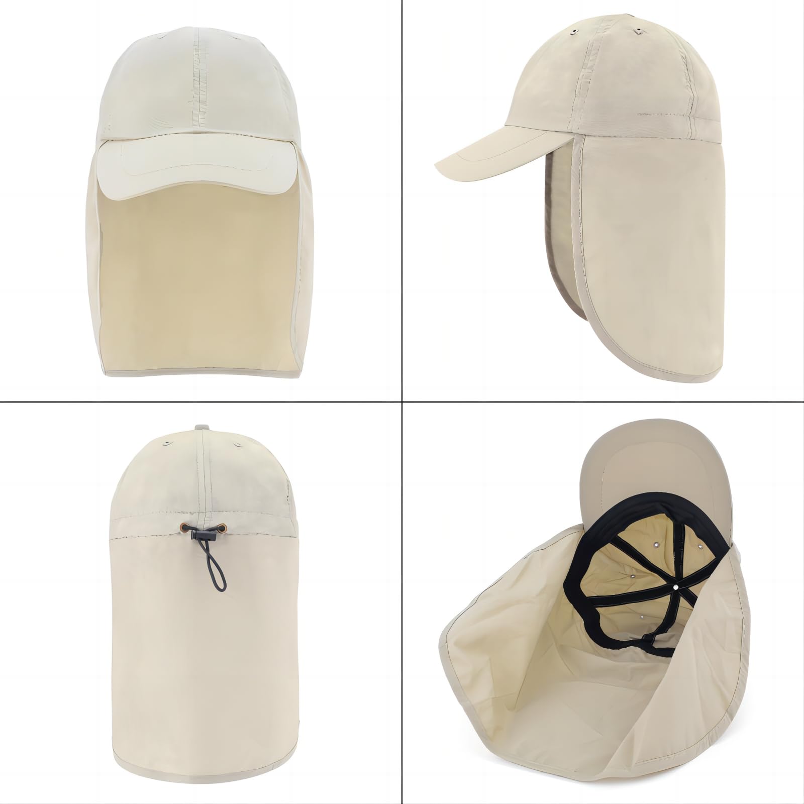 EINSKEY Czapka przeciwsłoneczna UPF 50+, wodoodporna, pakowalna, uniseks z klapką na szyję, na plażę, golf, wędrówki, wędkowanie, bieganie, uniwersalny rozmiar