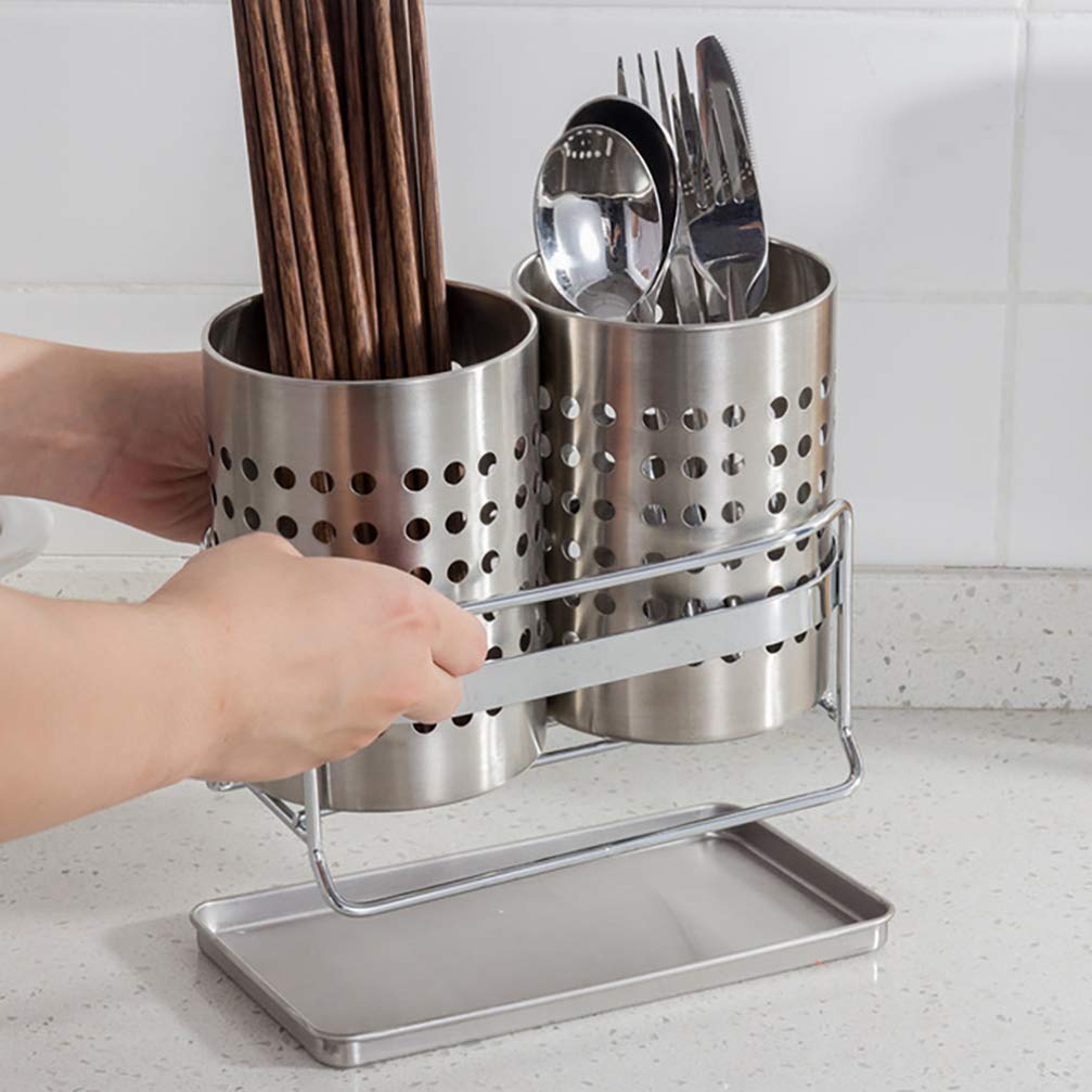 Cabilock 1 Jeu Porte- en Acier Inoxydable Porte-ustensiles De Cuisine Porte-ustensiles pour Chariot De Séchage des Couverts Panier De Séchage pour Étendoir Éponge