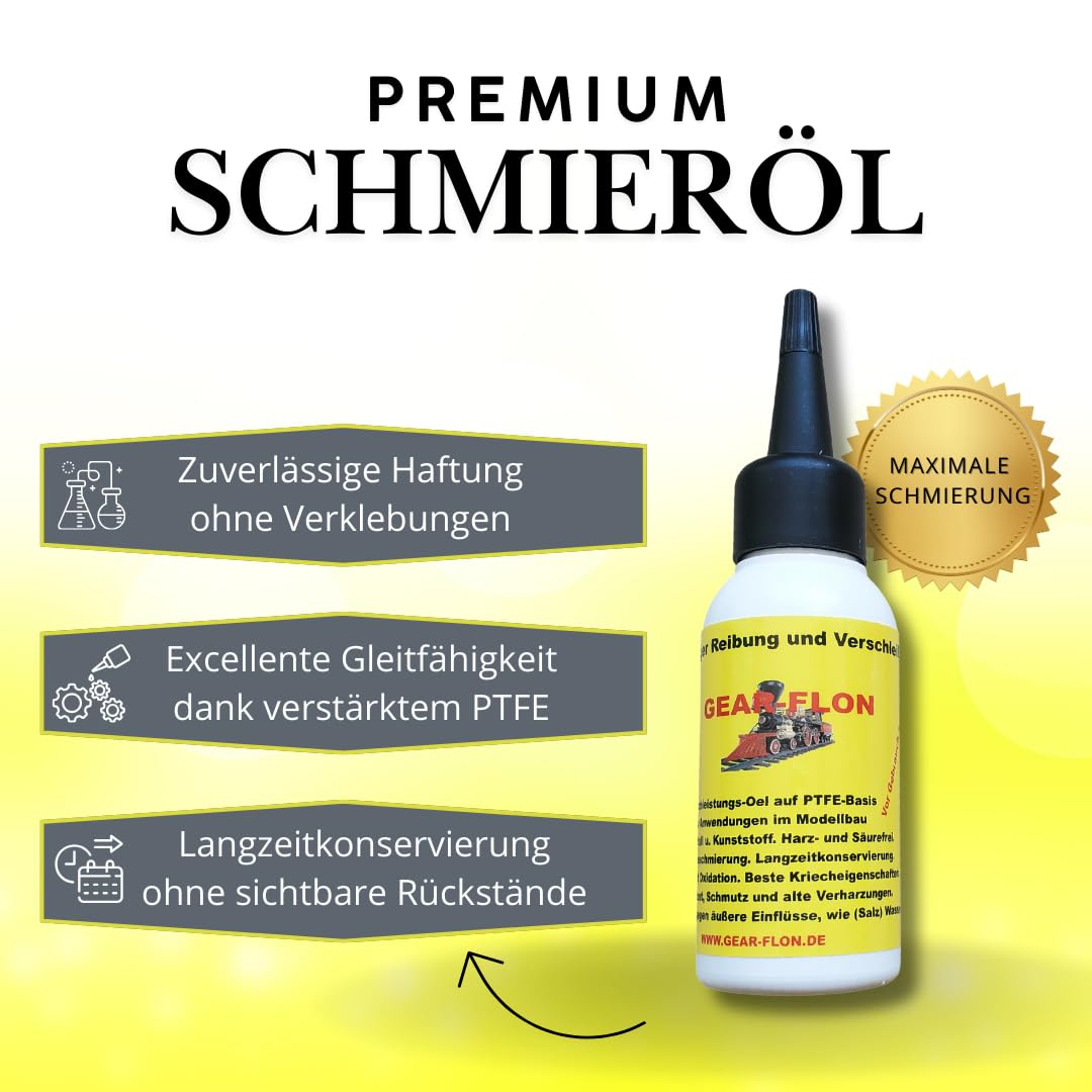 Olio lubrificante ad alte prestazioni per modellismo ferroviario e modellismo, lubrificazione precisa e cura a lungo termine, olio speciale per locomotive, assi e ingranaggi (50 ml)