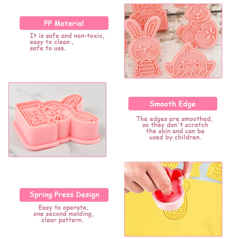 Stampini Biscotti Pasqua 3D - 8 Pezzi, Formine Coniglio, Uovo, Pulcino, Plastica Alimentare - Foto 11