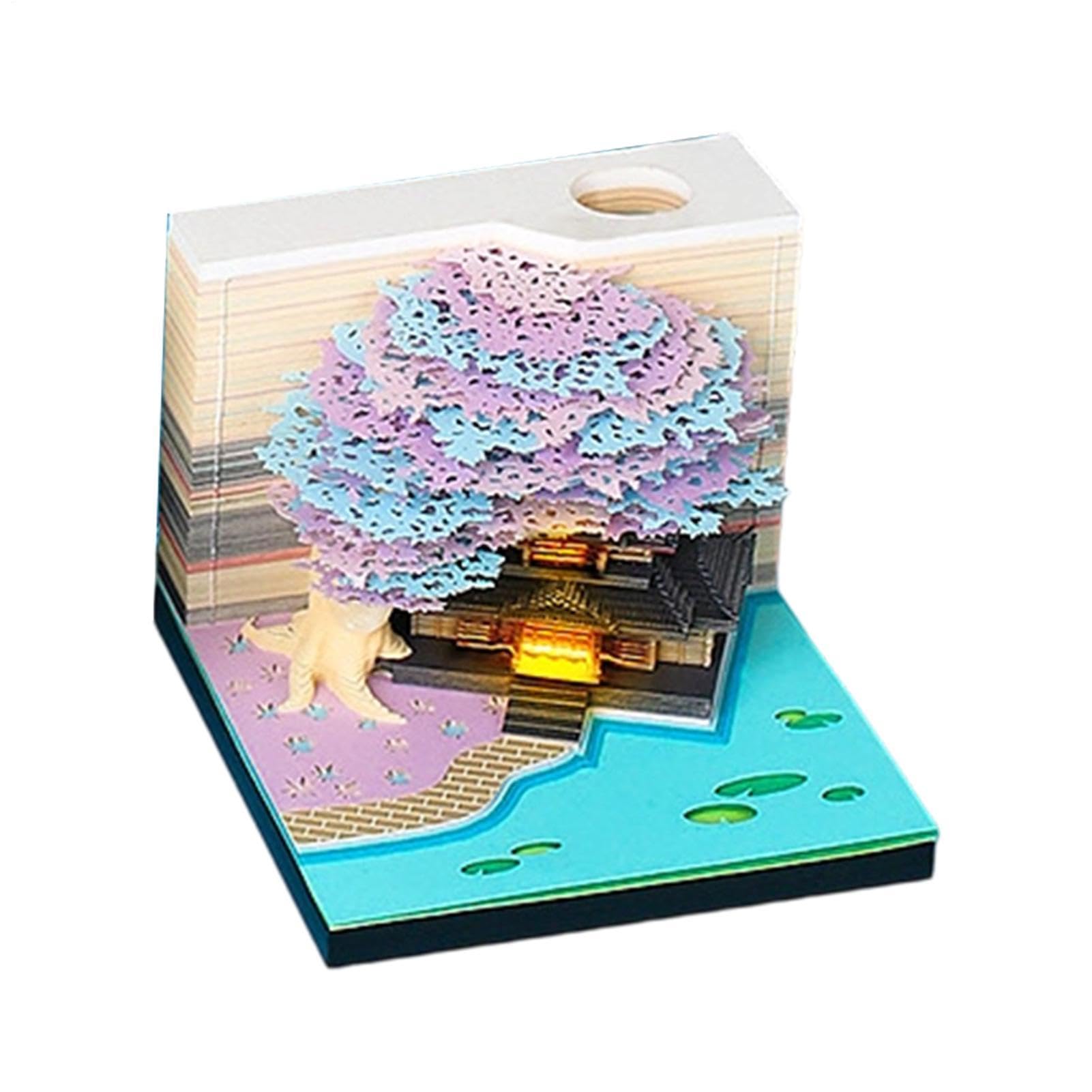 3D-Notizblock Desktop 3D-Schnitzerei LED-Zeitmesser Memoblock 2027 | Papier Kalender Skulptur Für Büro, Schule, Zuhause, Wohnheim, Wohnung, Schlafzimmer, Wohnzimmer und Bücherregal
