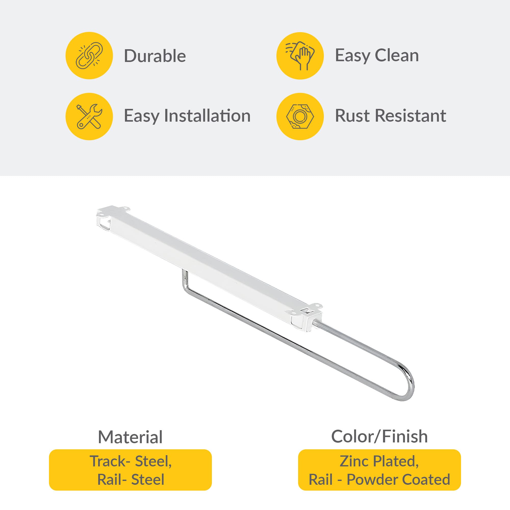 Brixwell QIH0-001 Retractable Wardrobe Rail, Steel Runner 17 1/2