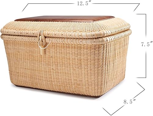 Miniatura 5 de Teng Tian Cesta Nantucket, cesta de té y frutas, cesta de almacenamiento artesanal, organizador de escritorio, ratán tejido a mano, cesta de