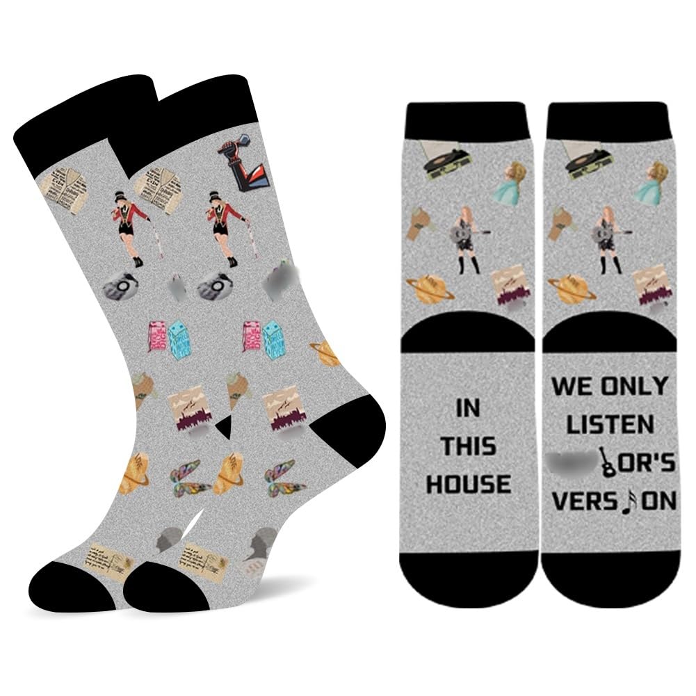 CoFlink Music Socks, Music Album Inspired Gift Novelty Crew Sock with Color Pattern for Women Men Music Lover Fans Gift