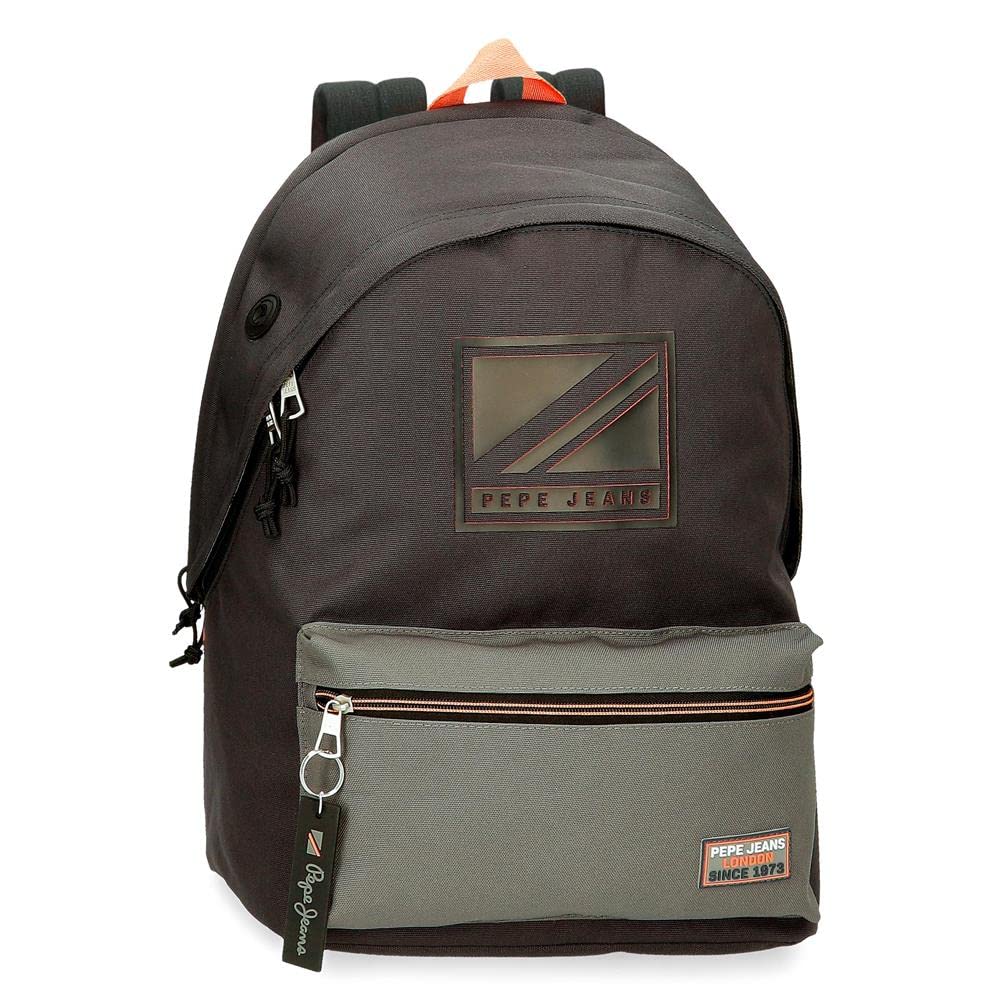 Pepe Jeans Cody Double Compartment School Backpack Adaptable to Trolley 15.6" Black 32x45x15 cms Polyester 25.81L