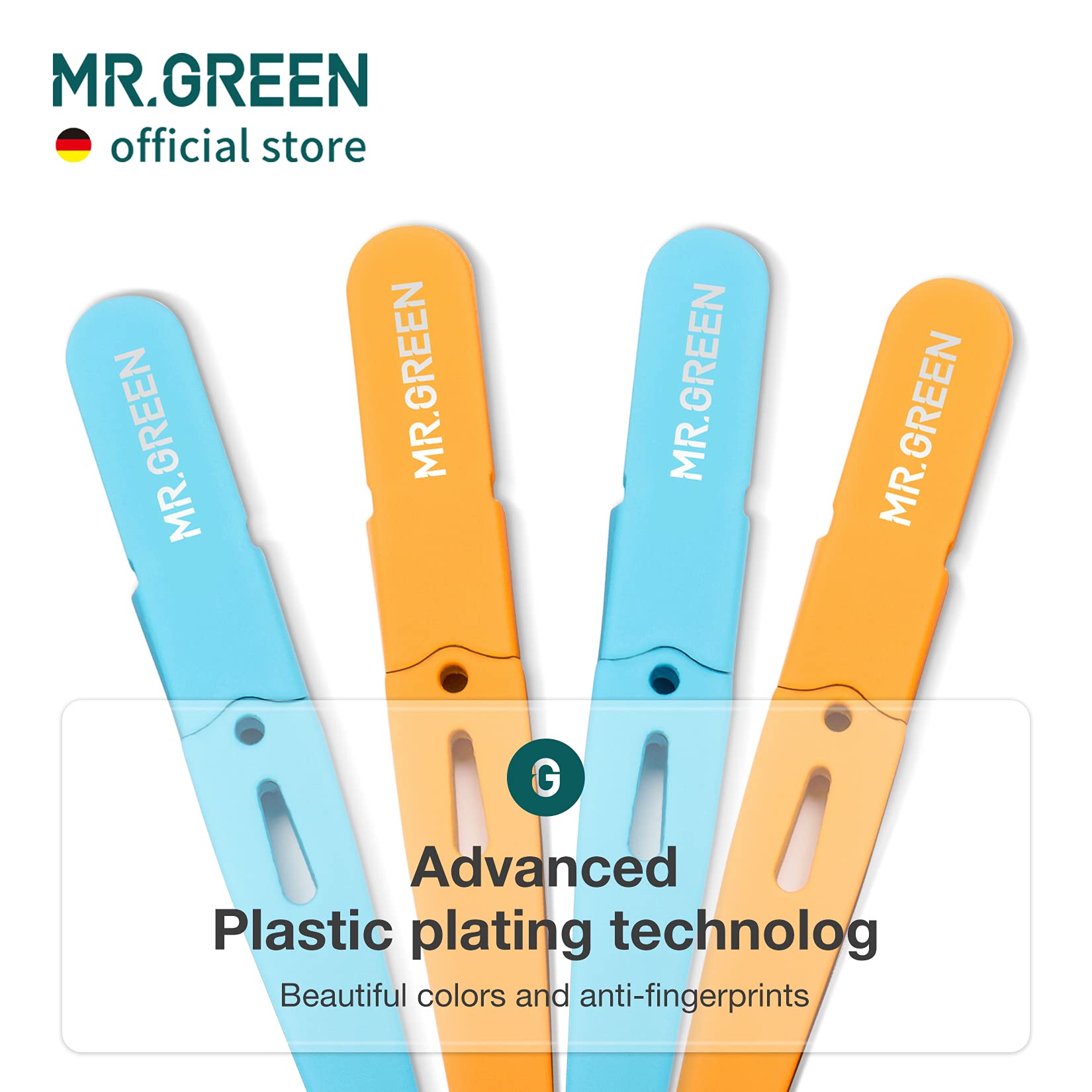 MR.GREEN Pinzette per Sopracciglia a punta Obliqua Professionale in Acciaio Inossidabile per Donne e Uomini Pinzette di Precisione per Peli Incarniti Sul Viso(Blu)