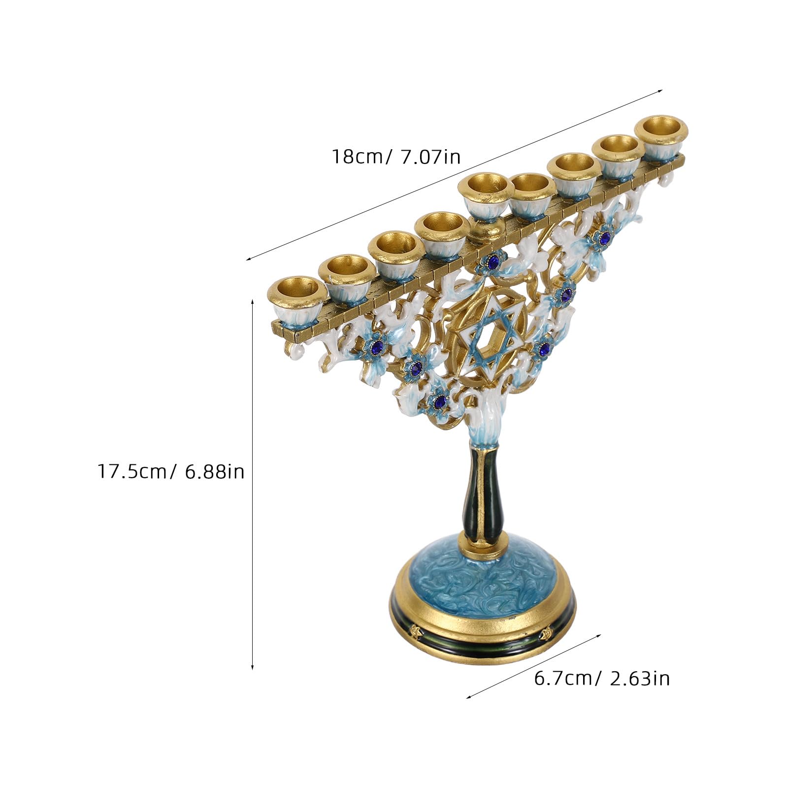 DOITOOL Portacandele decorativo per Menorah di Hanukkah a 9 rami per la cerimonia di Chanukah - Portacandele a 9 bracci per la cerimonia di di candela