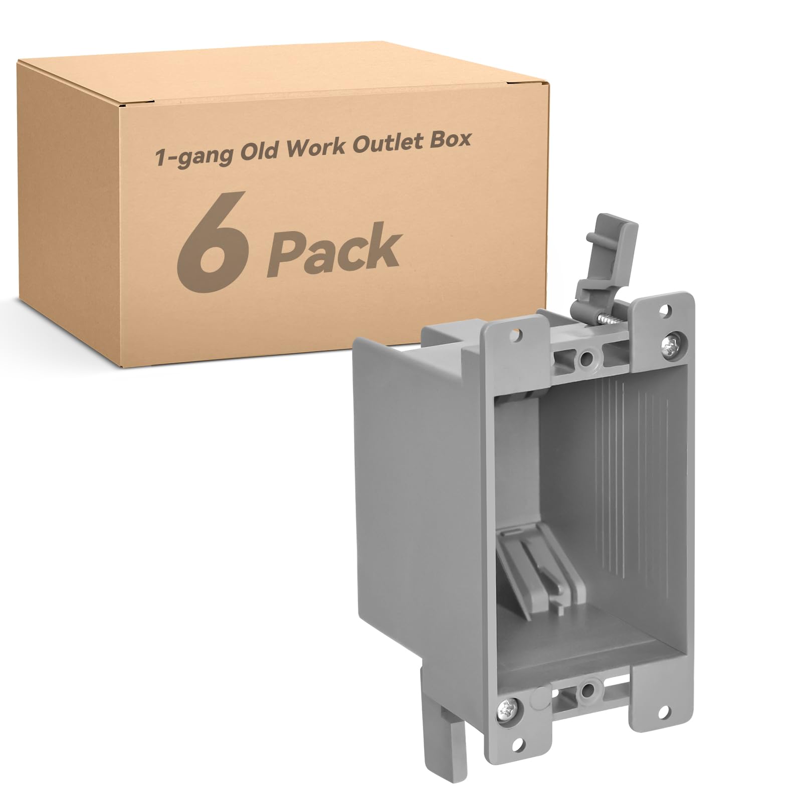 Togalonn Old Work Box 1 Gang, 14 CU. in. Drywall Electrical Box, PVC, UL Listed, 6 Pack