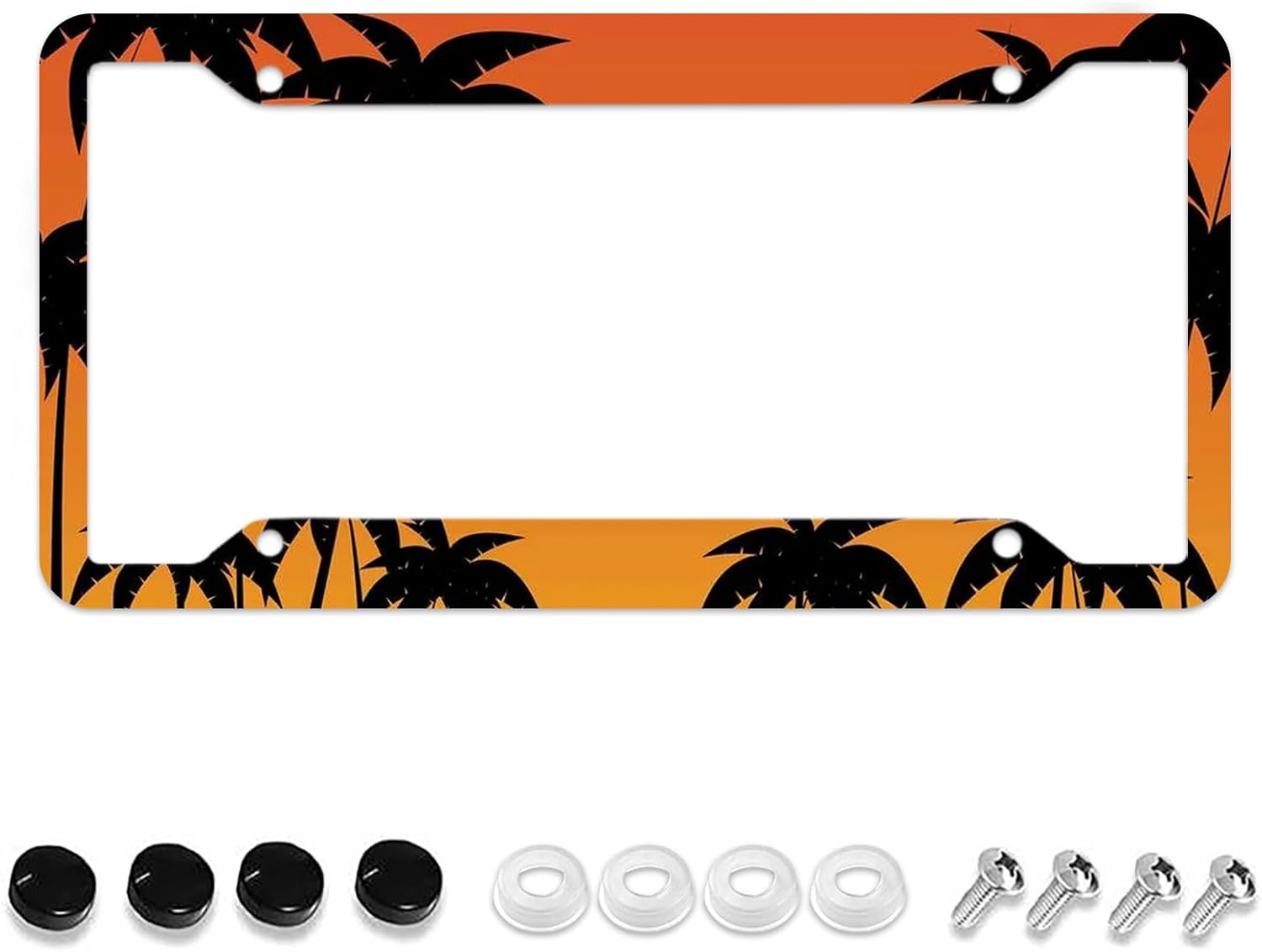 HUIXIA Palm Tree License Plate Frame Funny License Plate