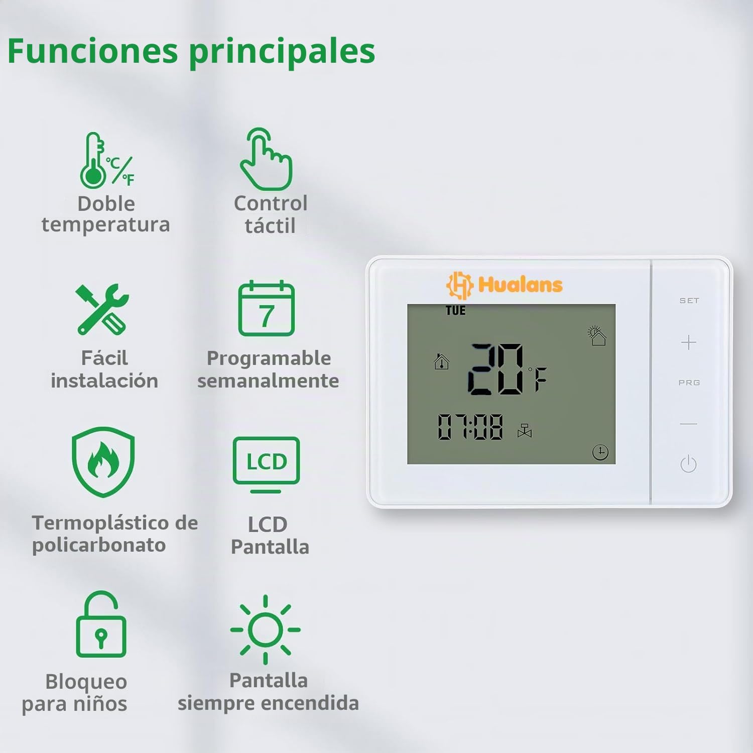 Termostato Digital de Batería para Caldera de Gas de 2 Hilos, Cronotermostato de Pared Programable, Pantalla LCD, Fácil Instalación (Baterías No Incluidas, SIN WiFi)