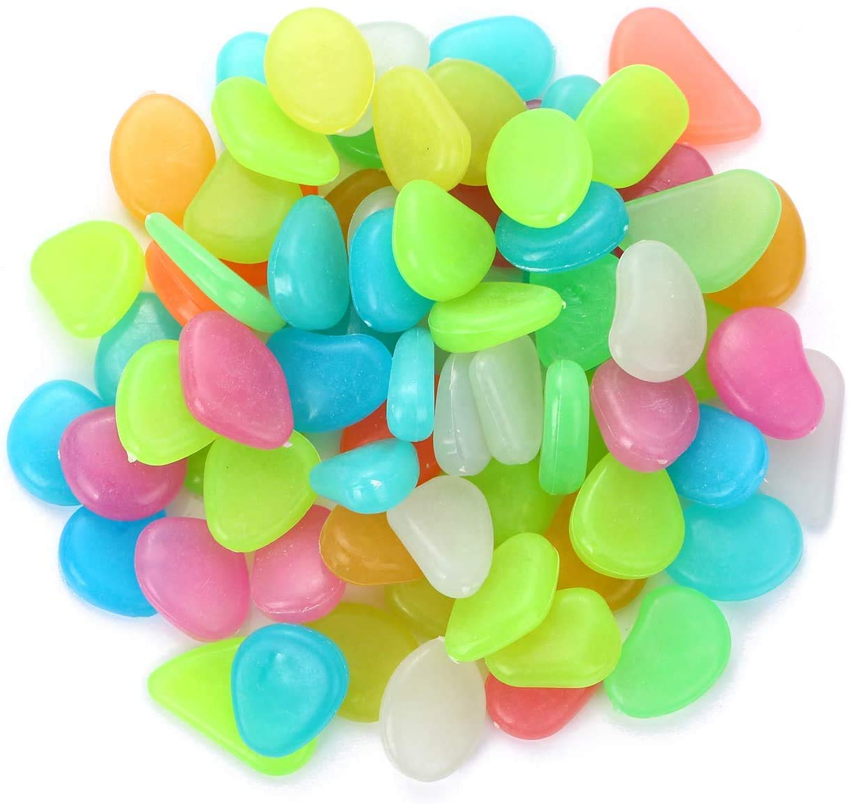 RuiuzioongLuminous Stones, Pack of 100 Luminous Stones, Pebbles, Fluorescent Pebble Stones for Aquarium, Garden, Children's Room Decor (100 Pieces, Colourful)