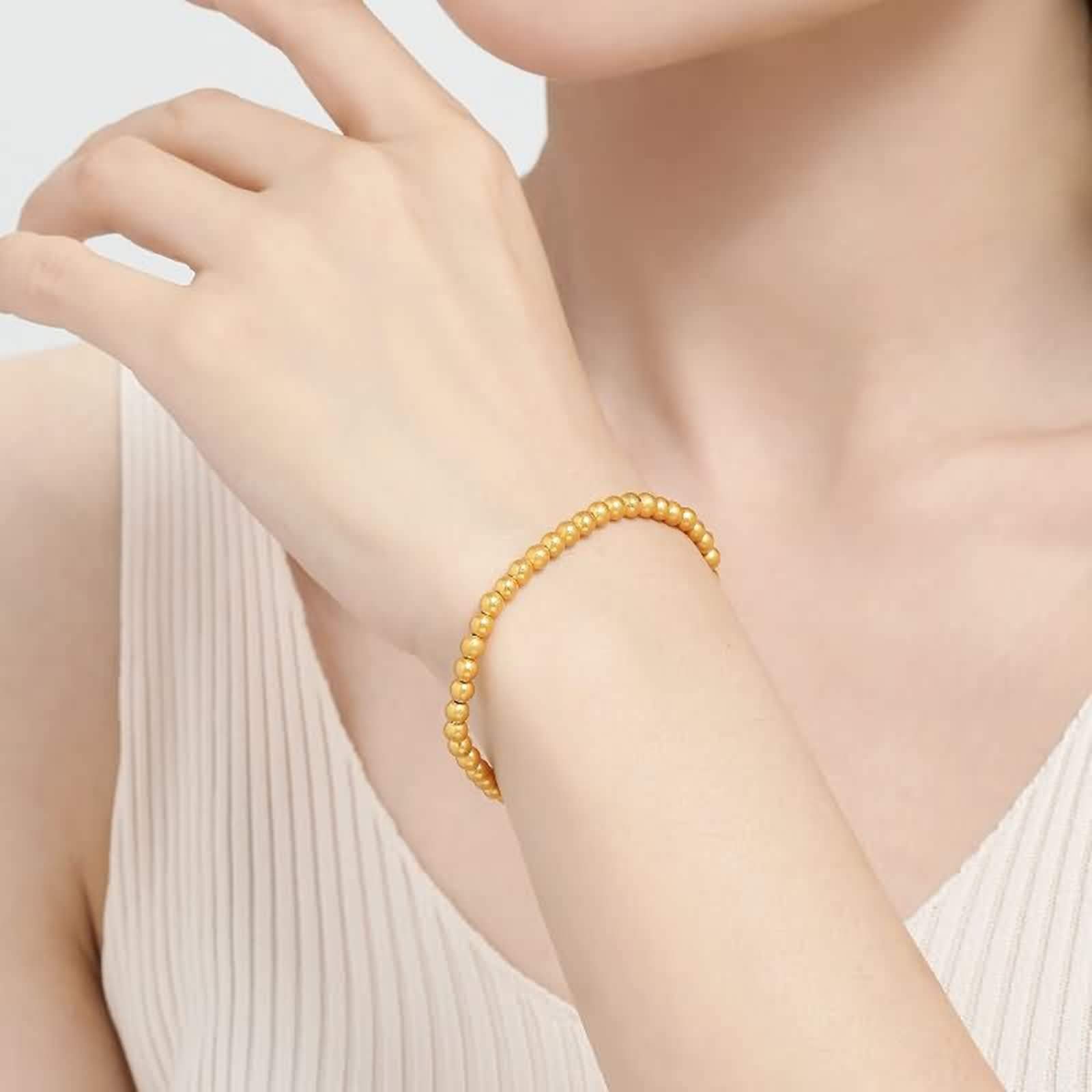 Stilvolles Damenarmband, Charm-Armbänder aus 18 Karat Gelbgold für Damen-Perlenarmband aus Gelbgold