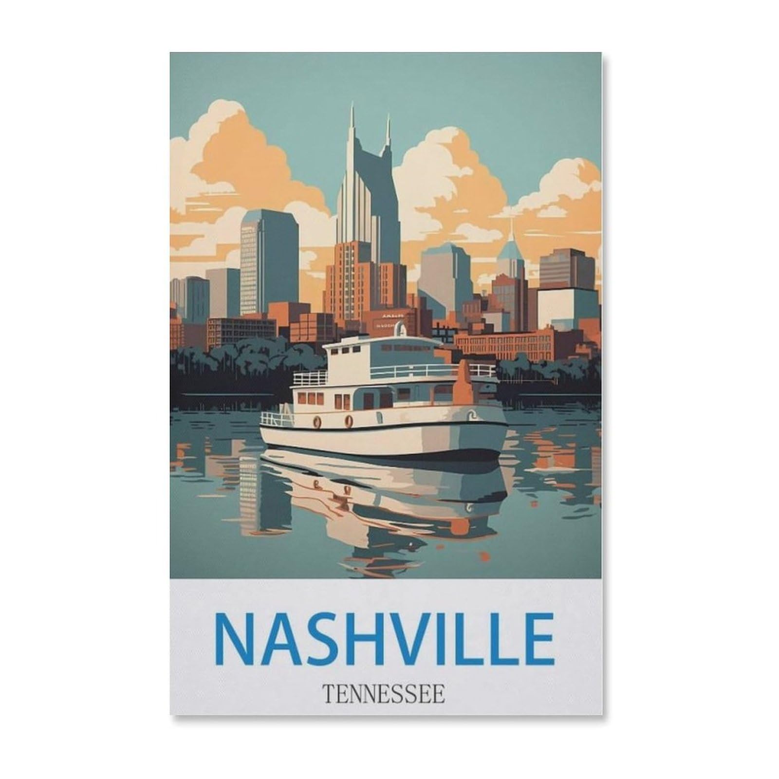 Jigsaw Puzzle 1000 Pieces for Adults,Nashville Tennessee Vintage Travel Poster,Kids Teens Large Families Puzzle Game(75x50cm)-G19 — image 1
