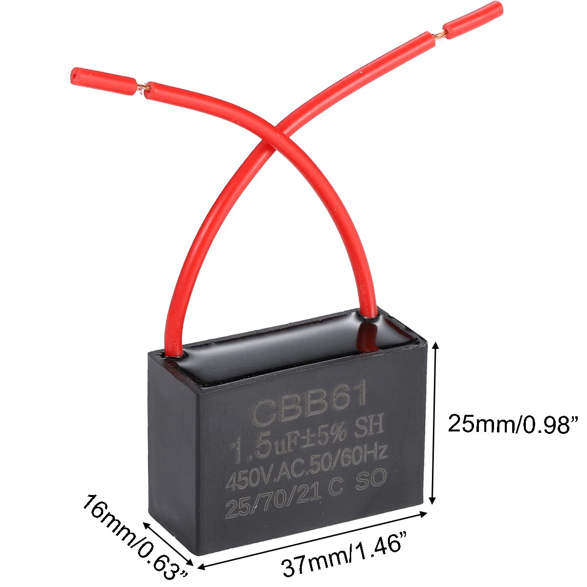 CBB61 condensatore ventilatore da soffitto 1.5uF 450V AC 50/60Hz 2 fili