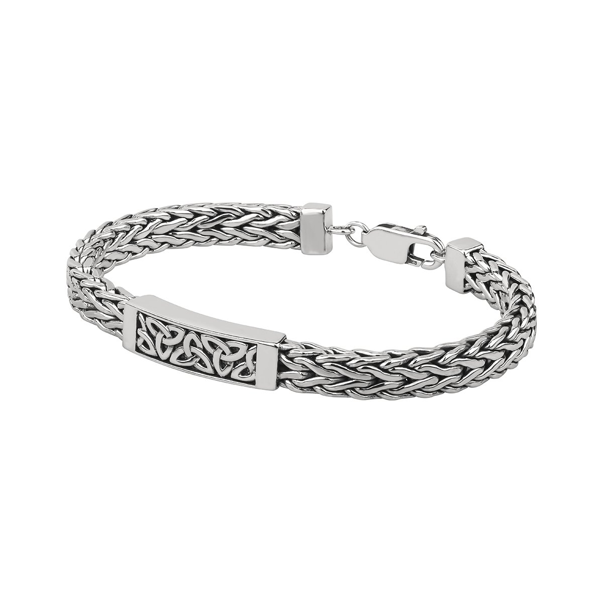 Biddy Murphy Heavy Sterling Silver Bracelet Men’s Trinity Knot Made in Ireland