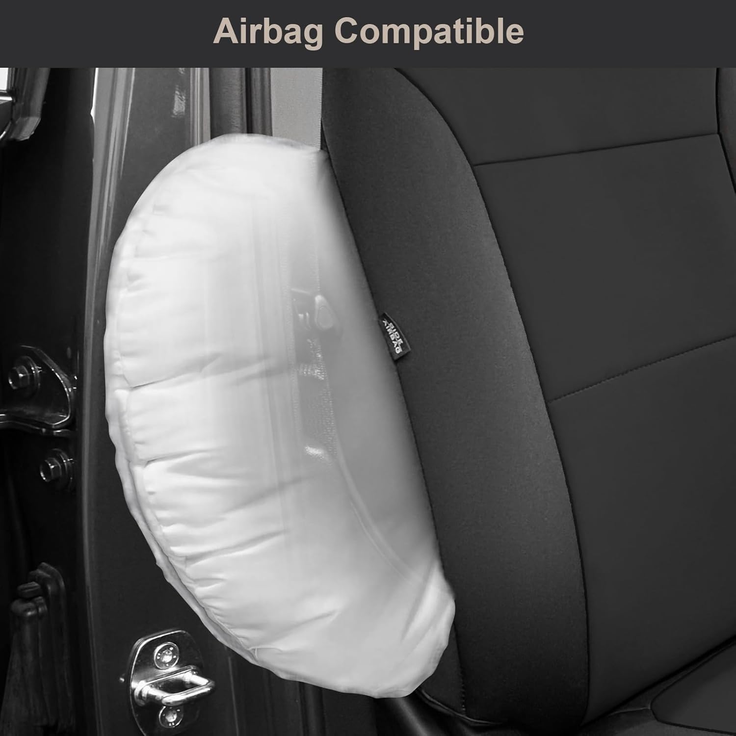 GIANT PANDA Neoprene Full Seat Covers Customized Fit Chevy Silverado & GMC Sierra 1500 2500HD 3500HD Crew Double Cab(2019-2025) W/Rear Cup Holder, Waterproof & UV Resistant, Foam Padded（Black）