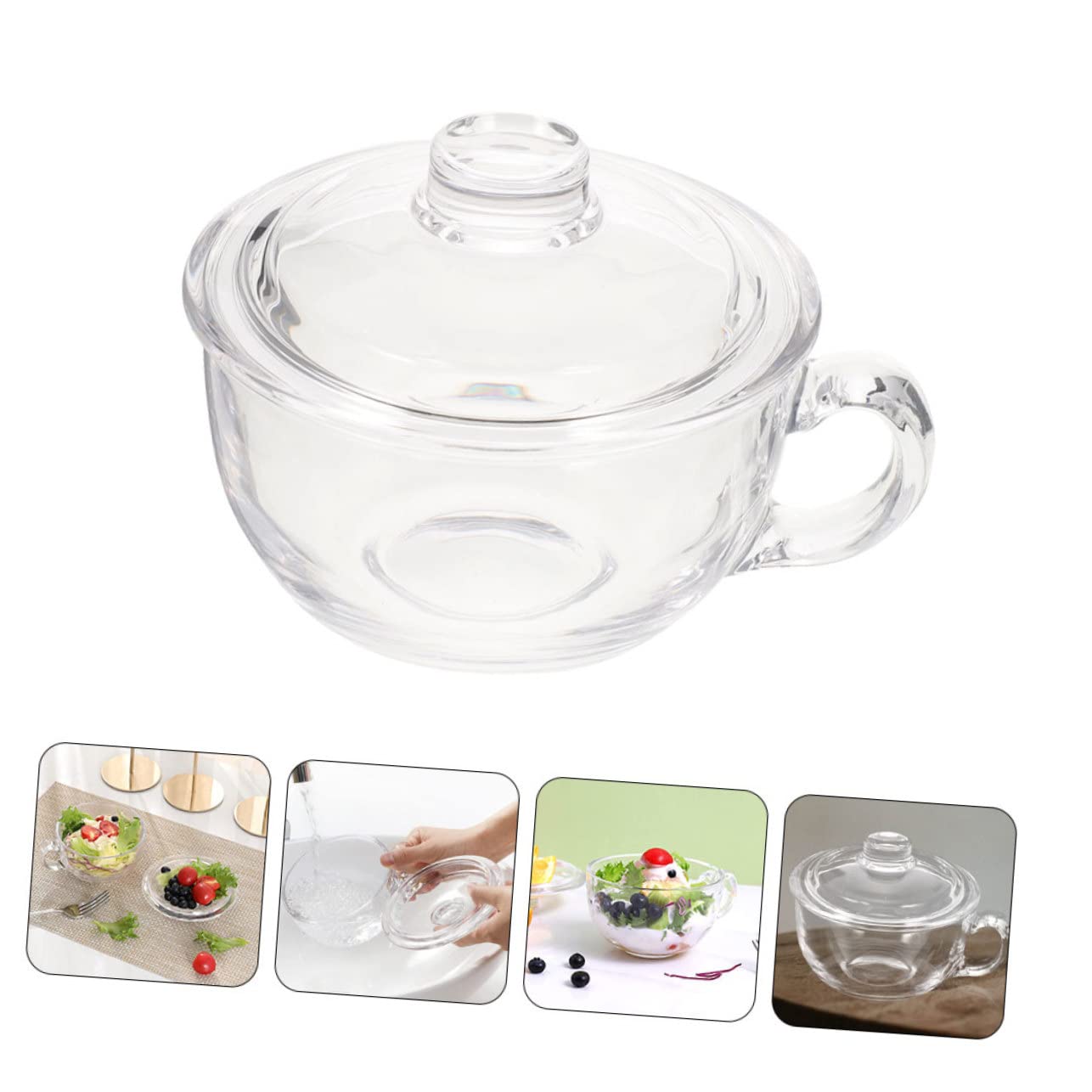 COLLBATH Tazón de Leche de Vidrio Tazón de Avena de Cocina para Desayuno Transparente para Usar la Cocina para Cereales Sopa y Fideos